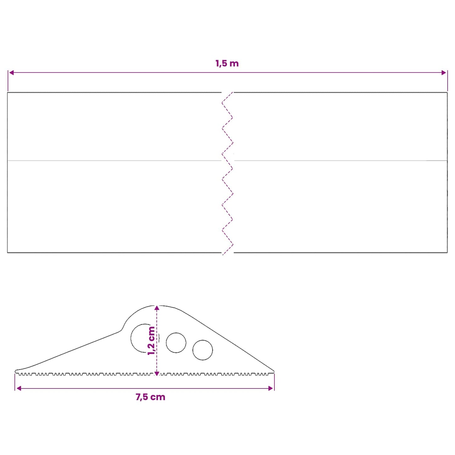 vidaXL Σφραγίδα Δαπέδου Γκαράζ Μαύρο 75 x 12 mm 1,5 m EPDM Καουτσούκ