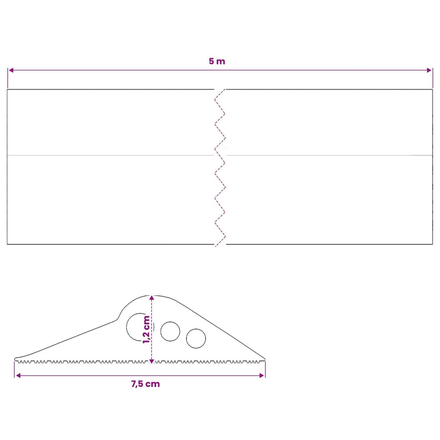 vidaXL Σφραγίδα Δαπέδου Γκαράζ Μαύρο 75 x 12 χιλ. 5 μ. EPDM Καουτσούκ