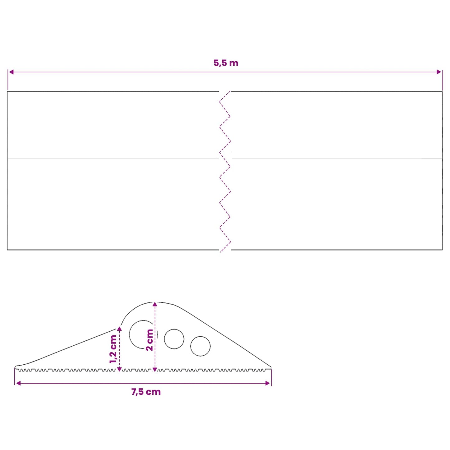 vidaXL Σφραγίδα Δαπέδου Γκαράζ 75 x 12 χιλ. 5,5 μ. EPDM Καουτσούκ