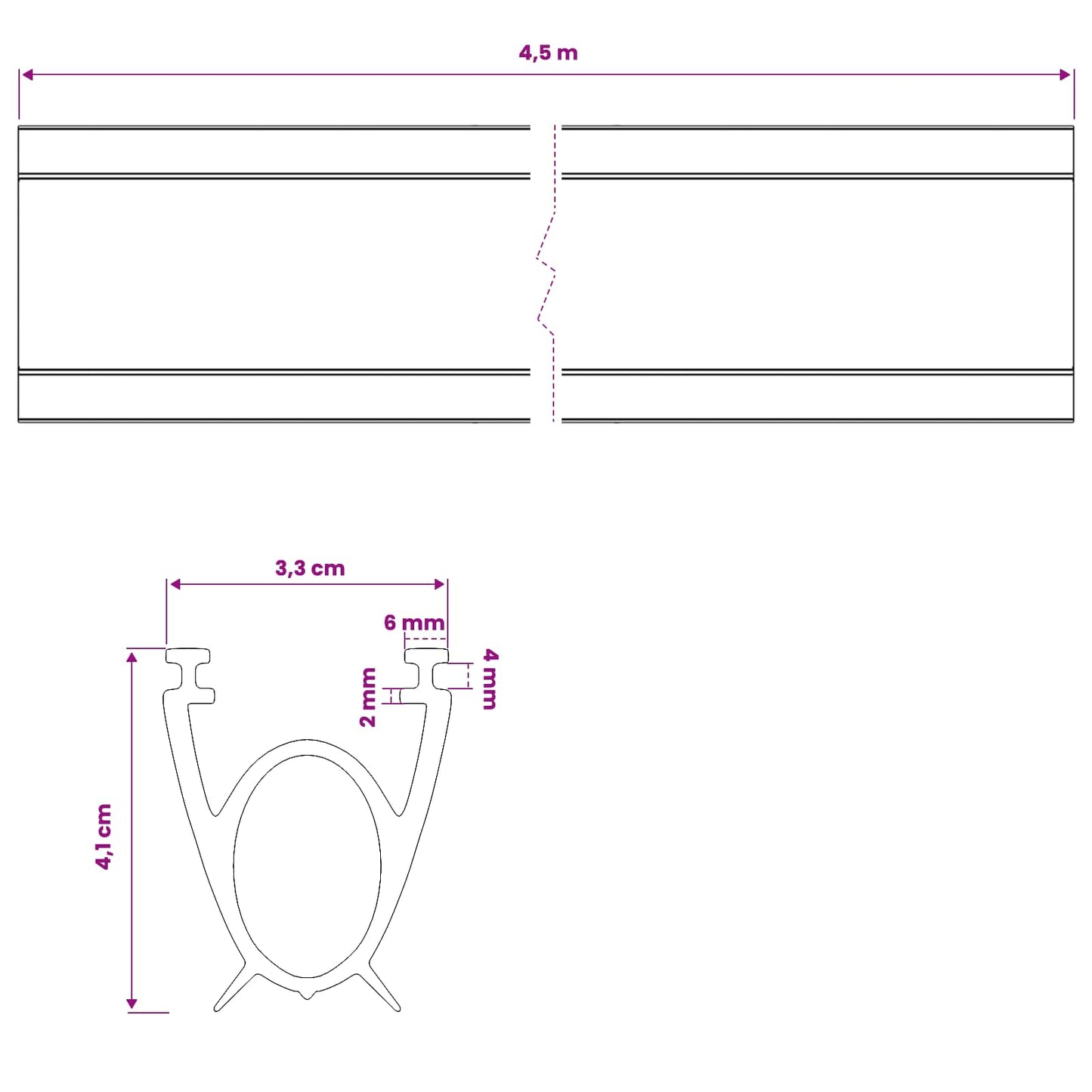 vidaXL Σφράγιση Πόρτας Γκαράζ Μαύρο 41 x 33 mm 4,5 μ PVC
