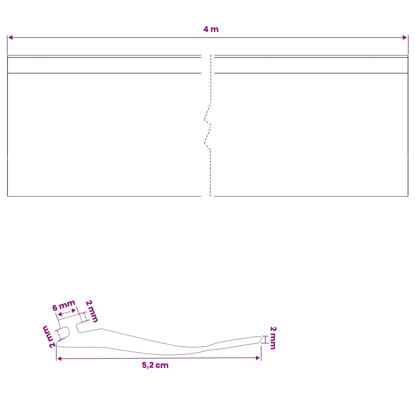 vidaXL Σφράγιση Πόρτας Γκαράζ Μαύρο 52 x 2 mm 4 μ PVC