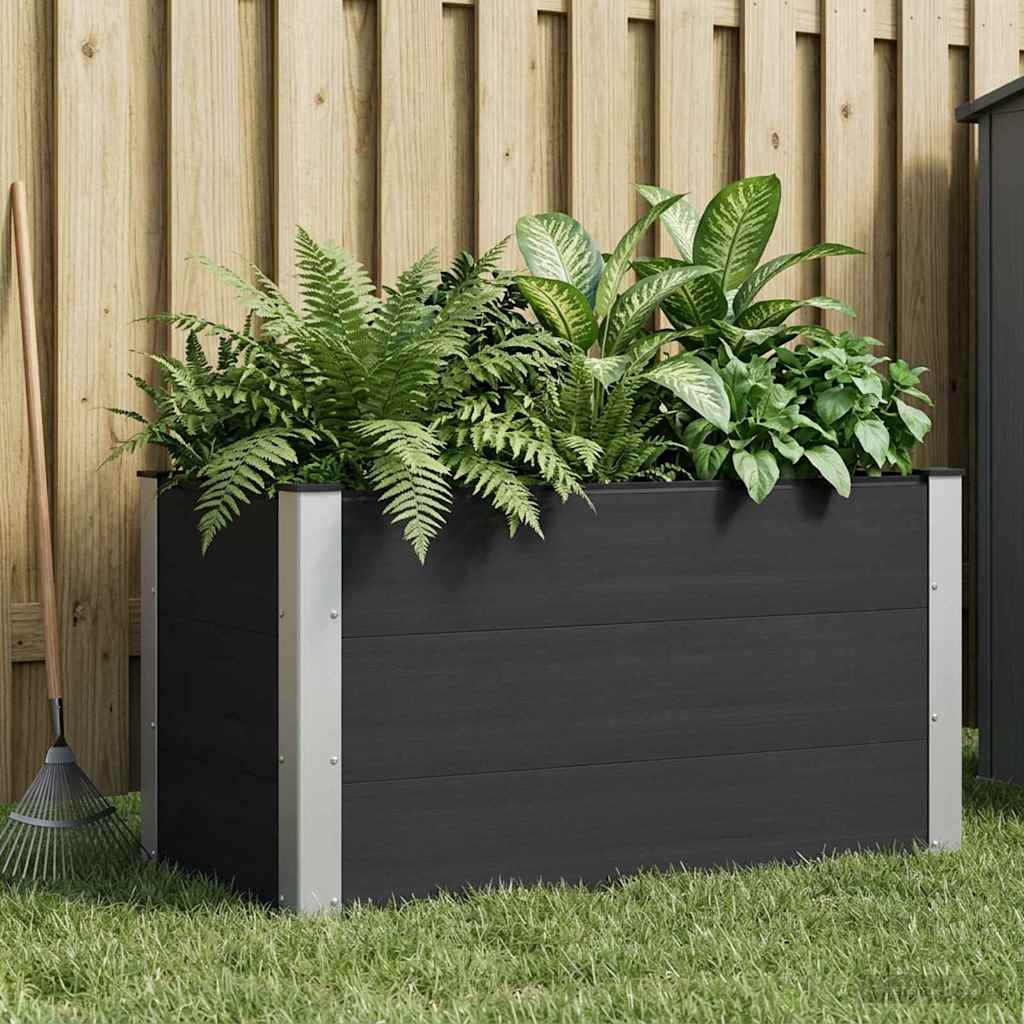 vidaXL Υπερυψωμένη Ζαρντινιέρα Μαύρο 100 x 50 x 54 cm