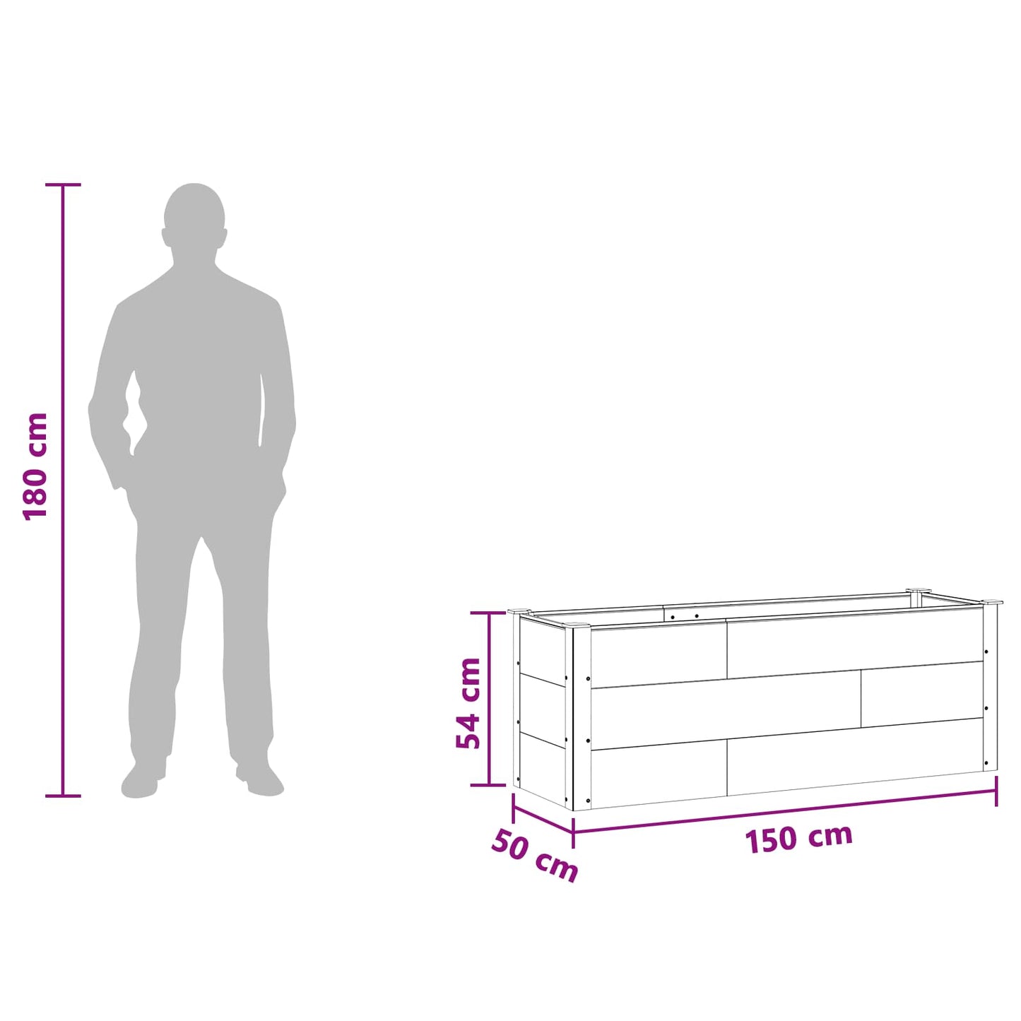 vidaXL Υπερυψωμένη Ζαρντινιέρα Μαύρο 150 x 50 x 54 cm