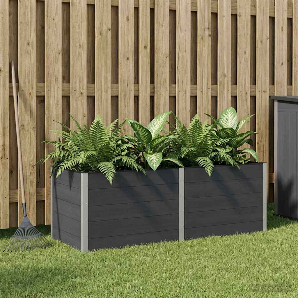 vidaXL Υπερυψωμένη Ζαρντινιέρα Μαύρο 250 x 100 x 91 cm