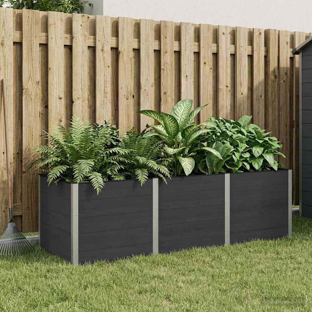 vidaXL Υπερυψωμένη Ζαρντινιέρα Μαύρο 300 x 100 x 91 cm