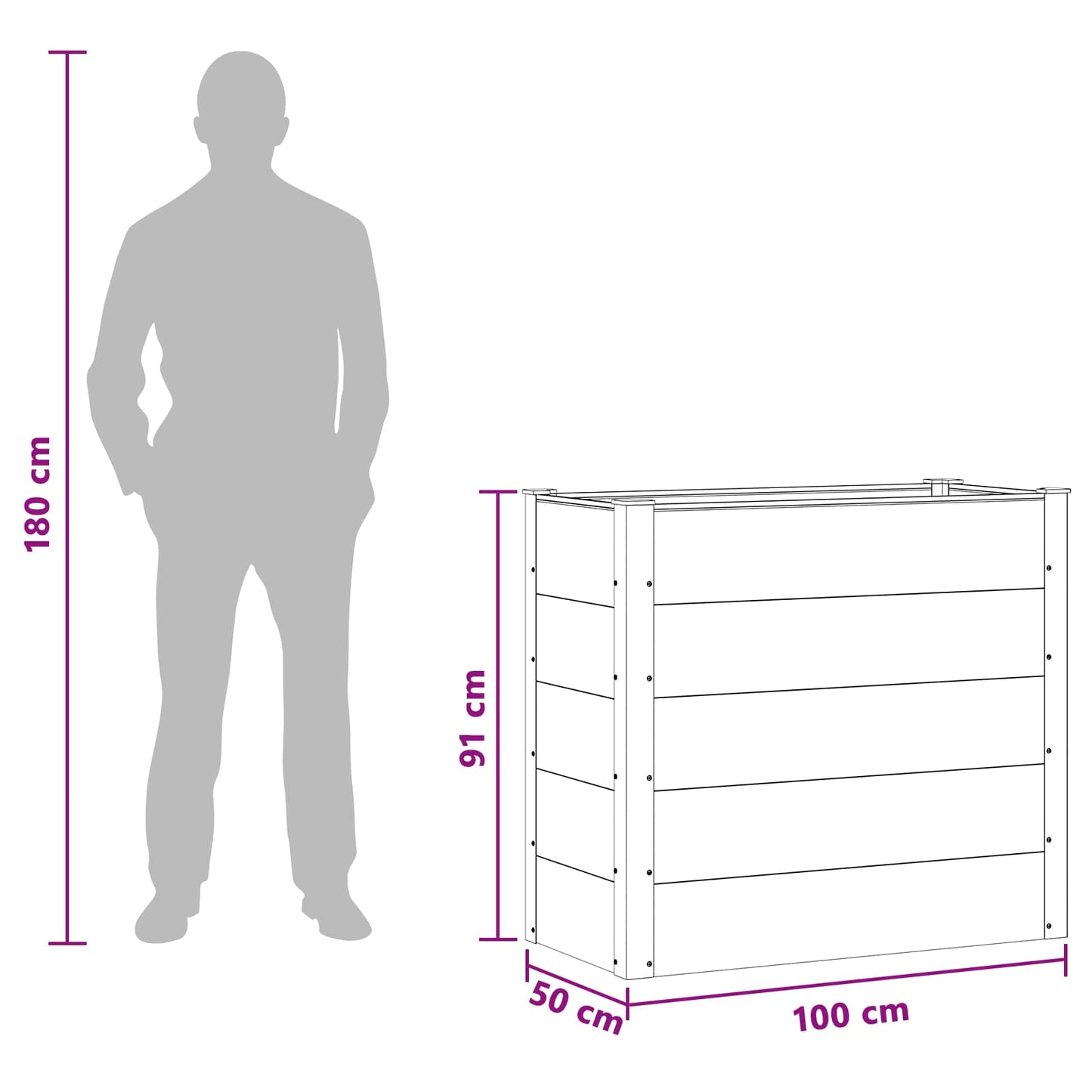 vidaXL Υπερυψωμένη Ζαρντινιέρα Καφέ 100 x 50 x 91 cm