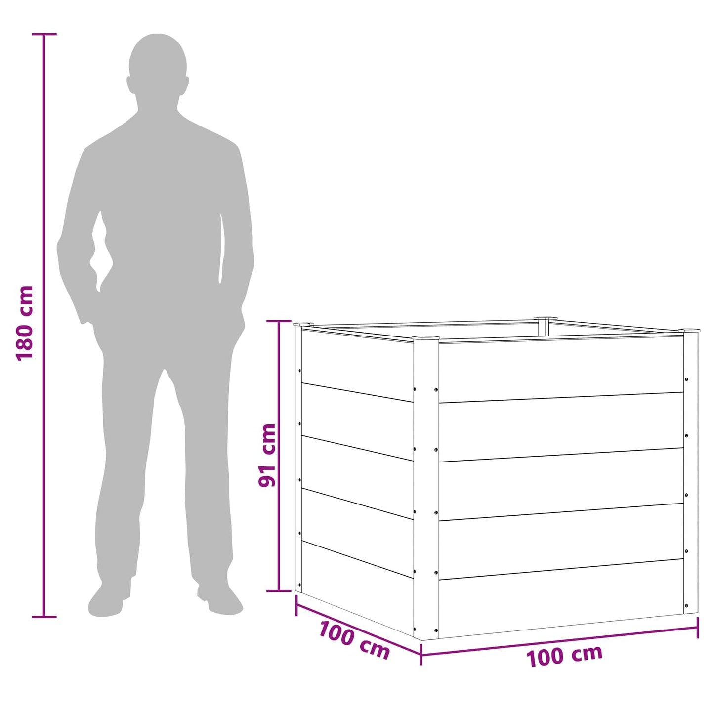 vidaXL Υπερυψωμένη Ζαρντινιέρα Καφέ 100 x 100 x 91 cm