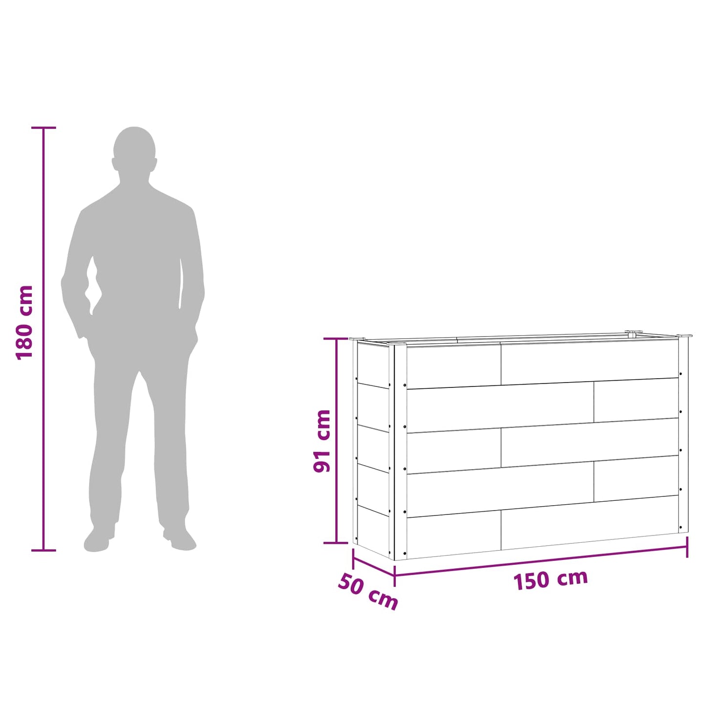 vidaXL Υπερυψωμένη Ζαρντινιέρα Καφέ 150 x 50 x 91 cm