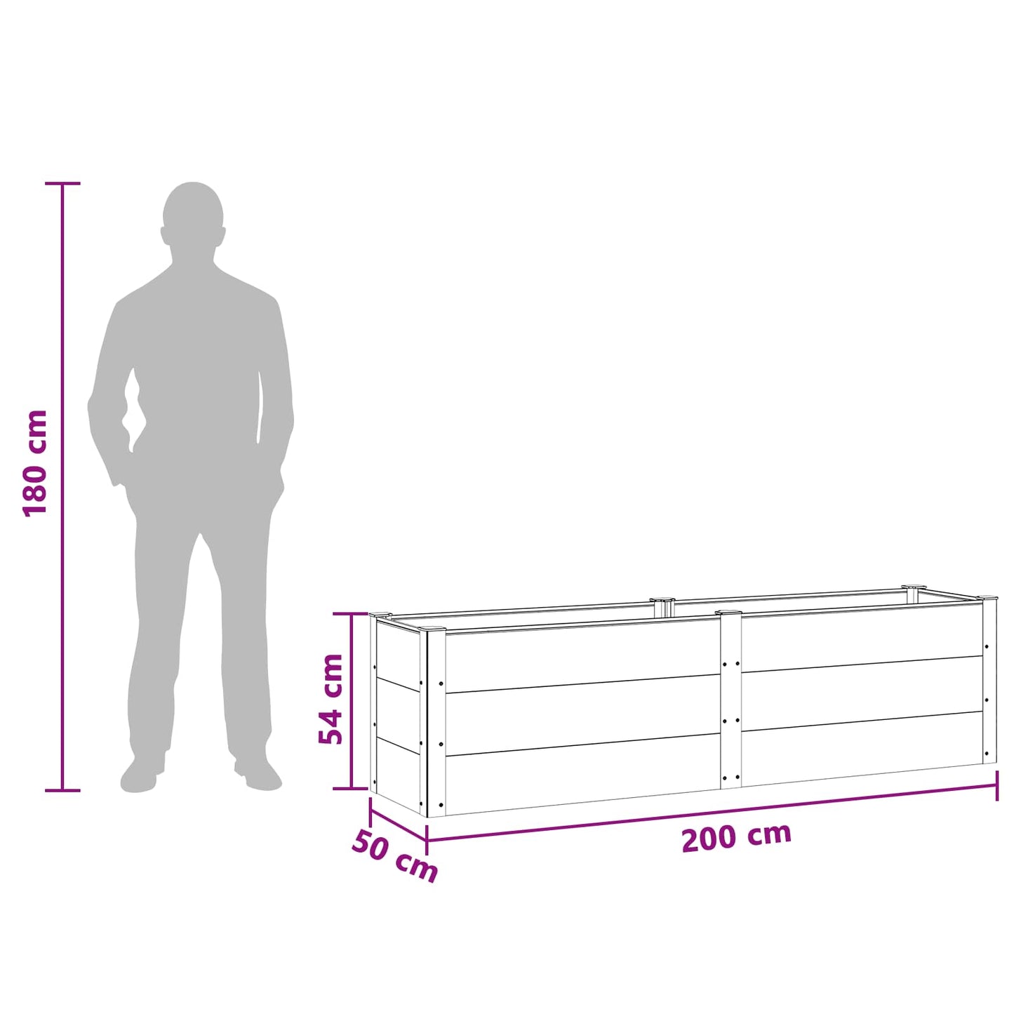 vidaXL Υπερυψωμένη Ζαρντινιέρα Καφέ 200 x 50 x 54 cm