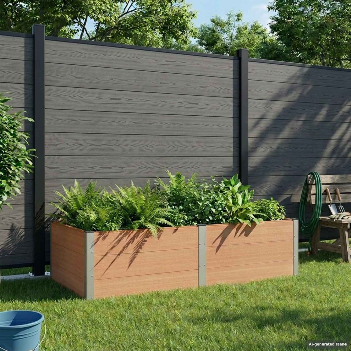 vidaXL Υπερυψωμένη Ζαρντινιέρα Καφέ 200 x 100 x 54 cm