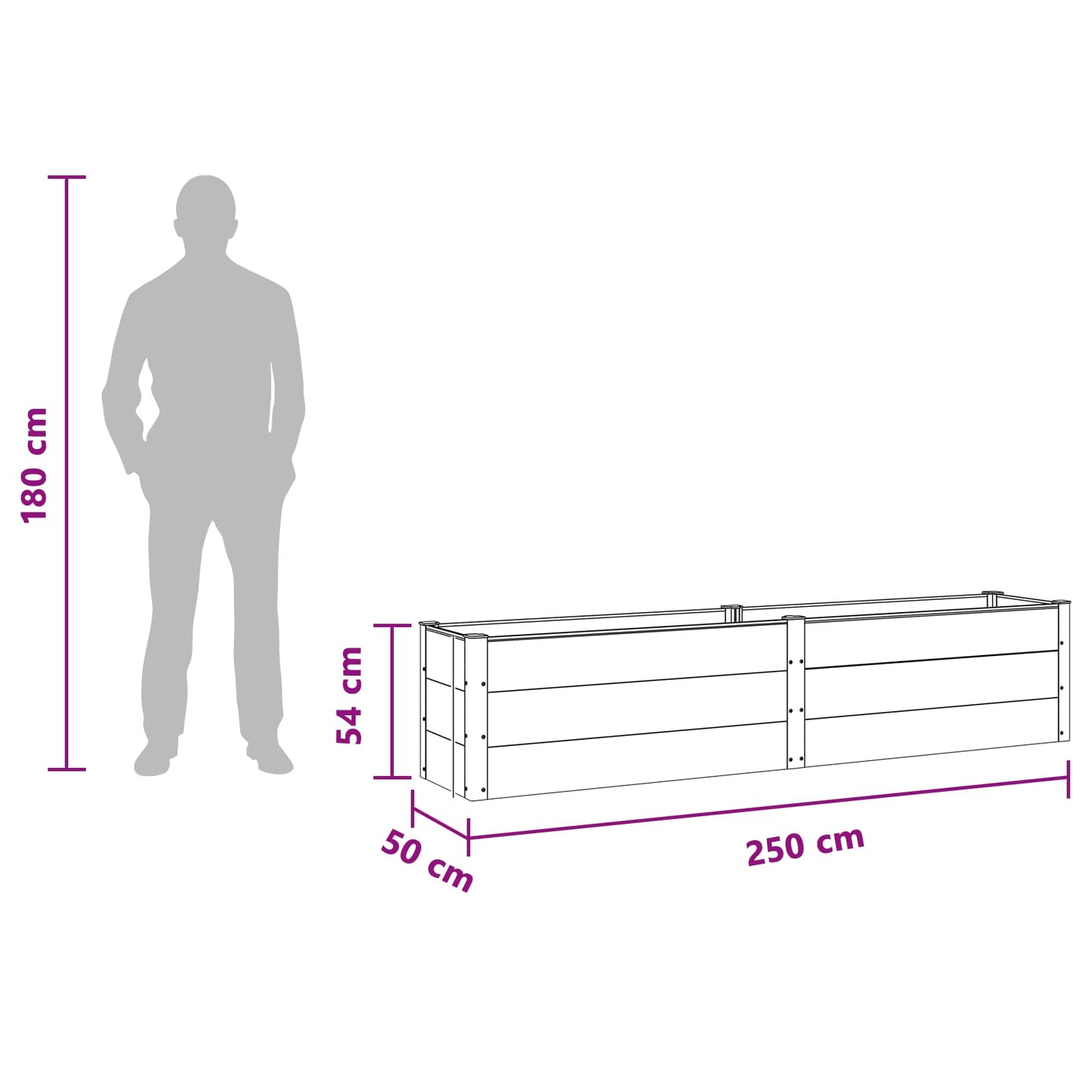 vidaXL Υπερυψωμένη Ζαρντινιέρα Καφέ 250 x 50 x 54 cm