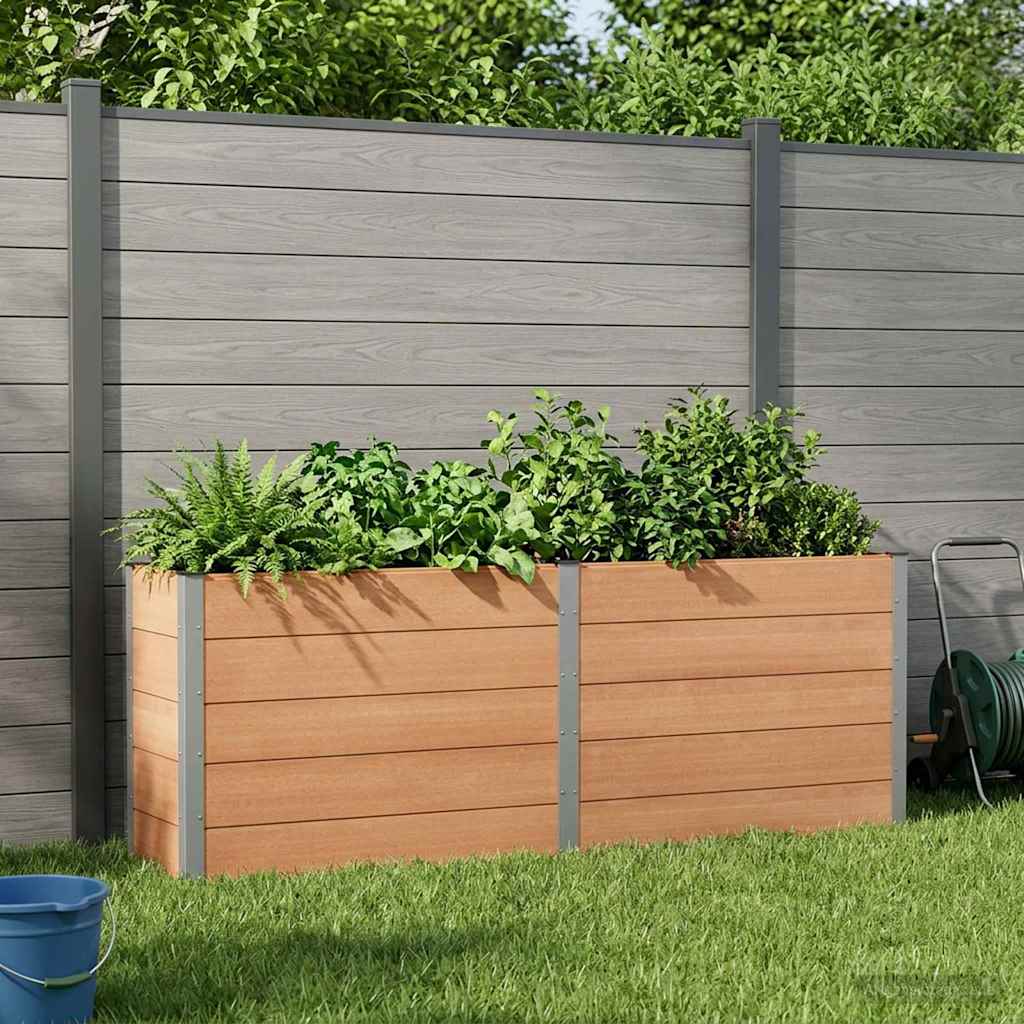 vidaXL Υπερυψωμένη Ζαρντινιέρα Καφέ 250 x 50 x 91 εκ WPC και Αλουμίνιο
