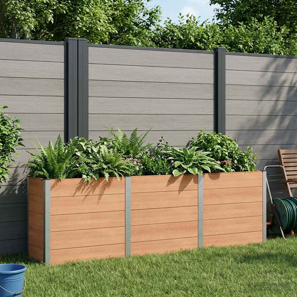vidaXL Υπερυψωμένη Ζαρντινιέρα Καφέ 300 x 50 x 91 cm WPC και Αλουμίνιο