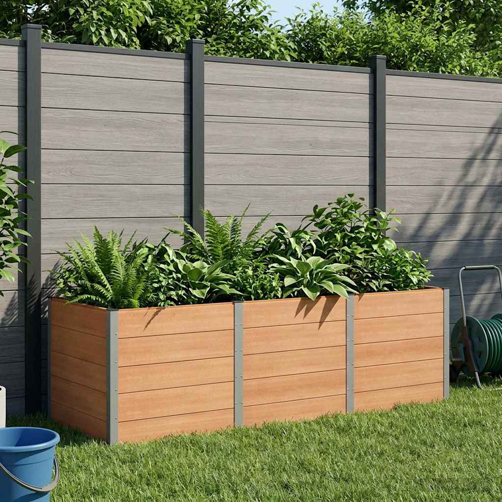 vidaXL Υπερυψωμένη Ζαρντινιέρα Καφέ 300 x 100 x 91 cm