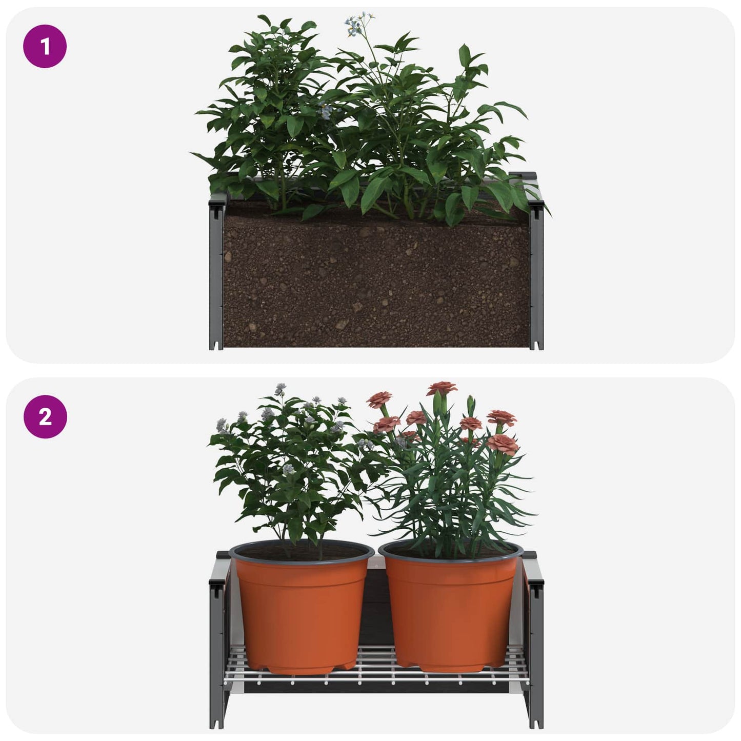 vidaXL Υπερυψωμένη Ζαρντινιέρα Γκρι 50 x 30 x 22 εκ WPC και Αλουμίνιο