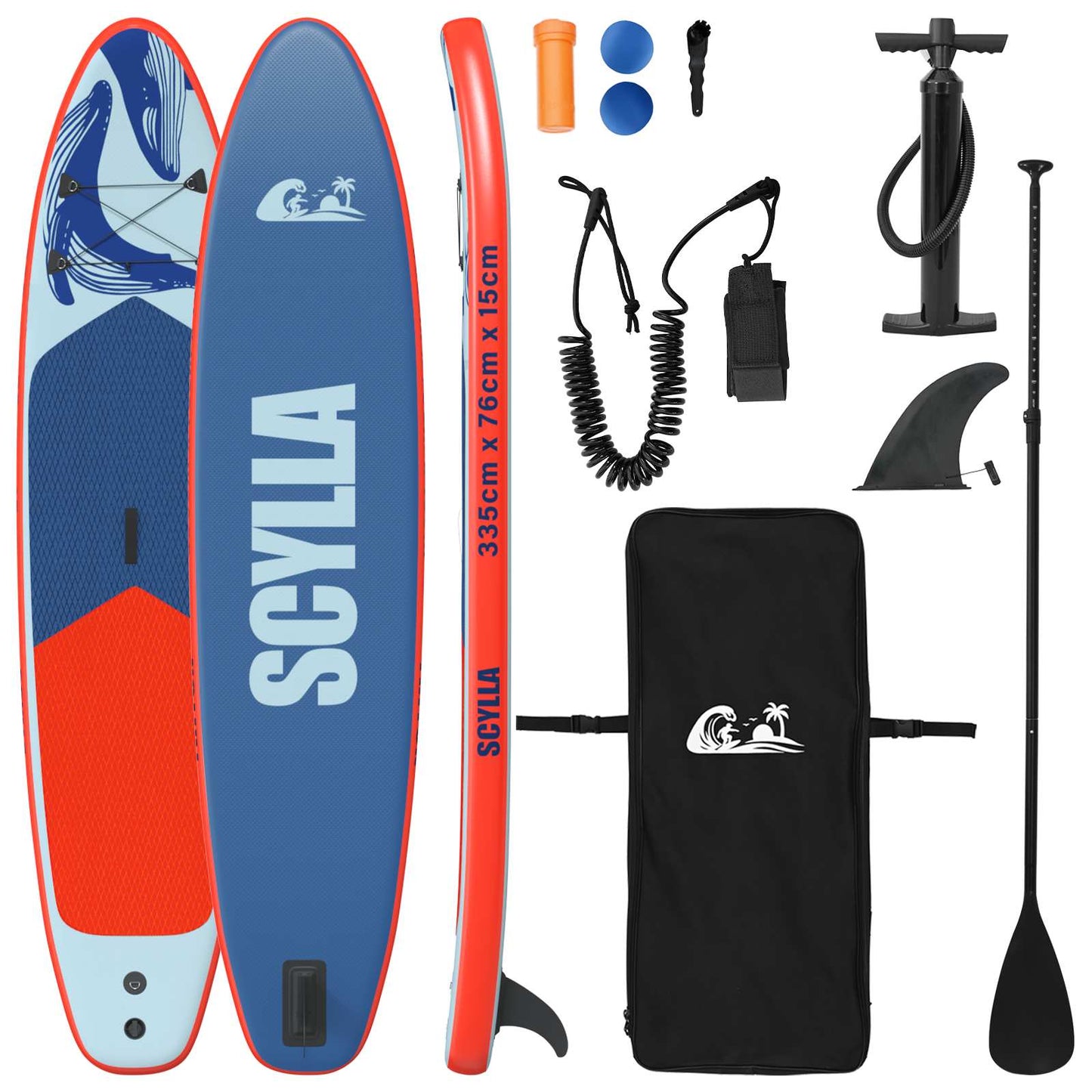vidaXL Φουσκωτή σανίδα SUP SCYLLA 335 x 76 x 15 εκ. Μπλε για