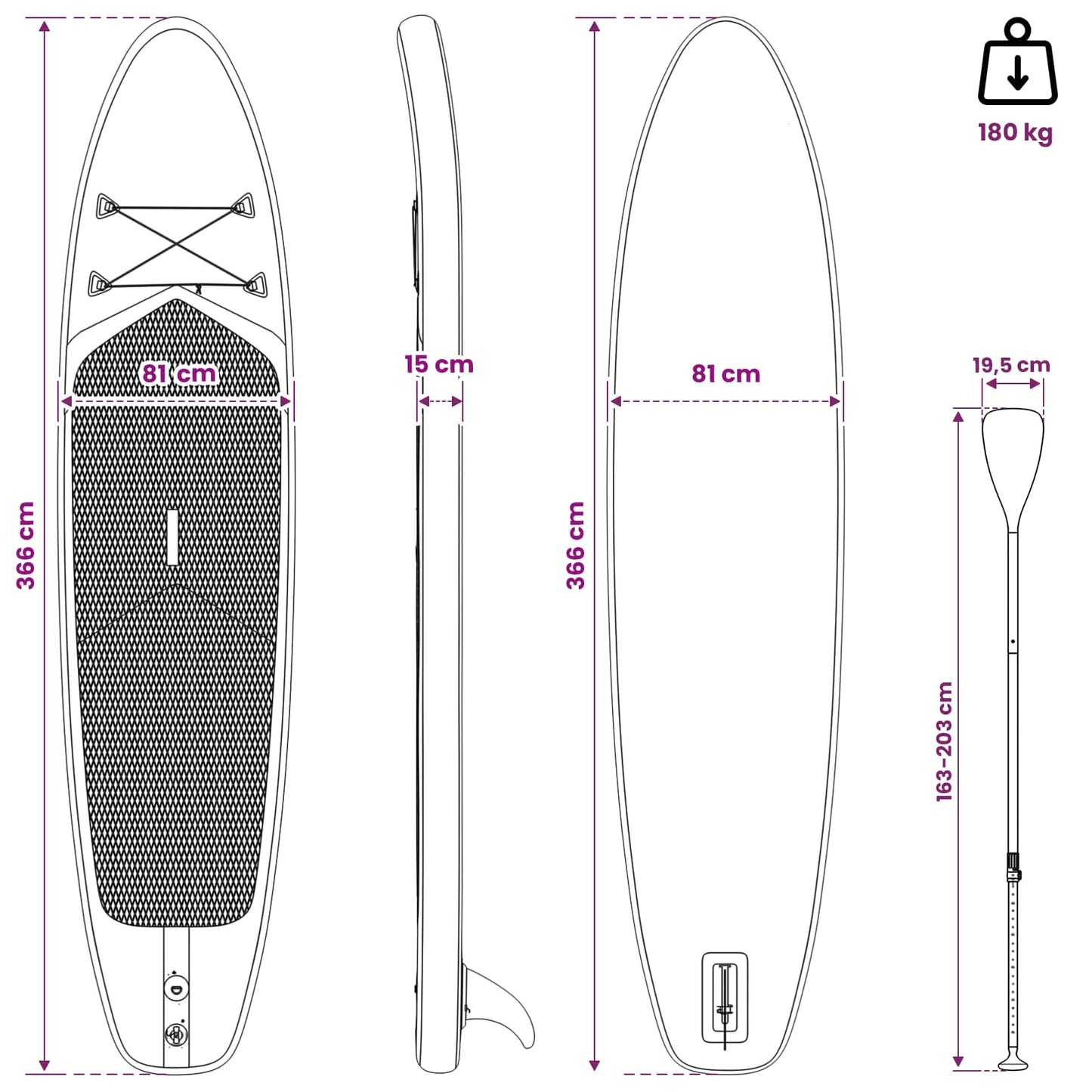 vidaXL Φουσκωτή σανίδα SUP TRITON 366 x 81 x 15 εκ Μπλε για