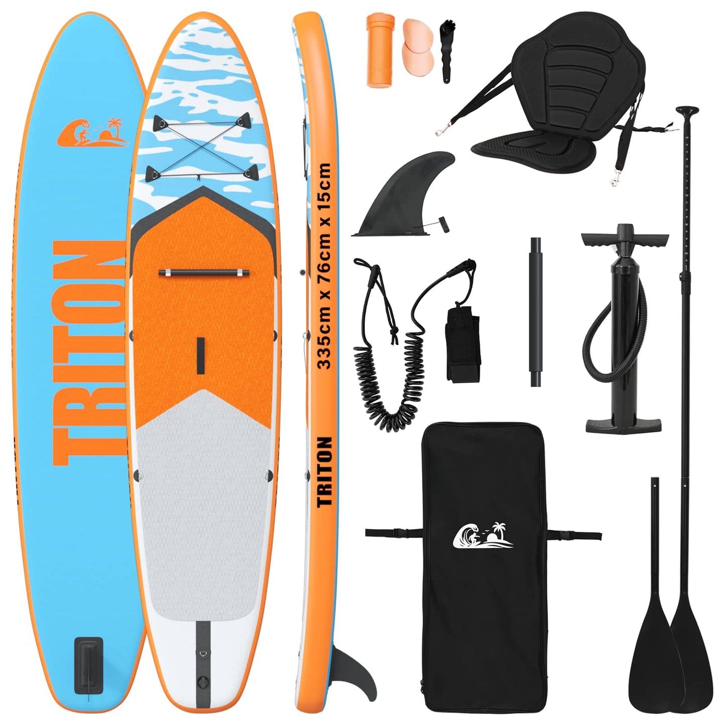 vidaXL SUP Board με κάθισμα 2 σε 1 TRITON 335 x 76 x 15 εκ. Μπλε