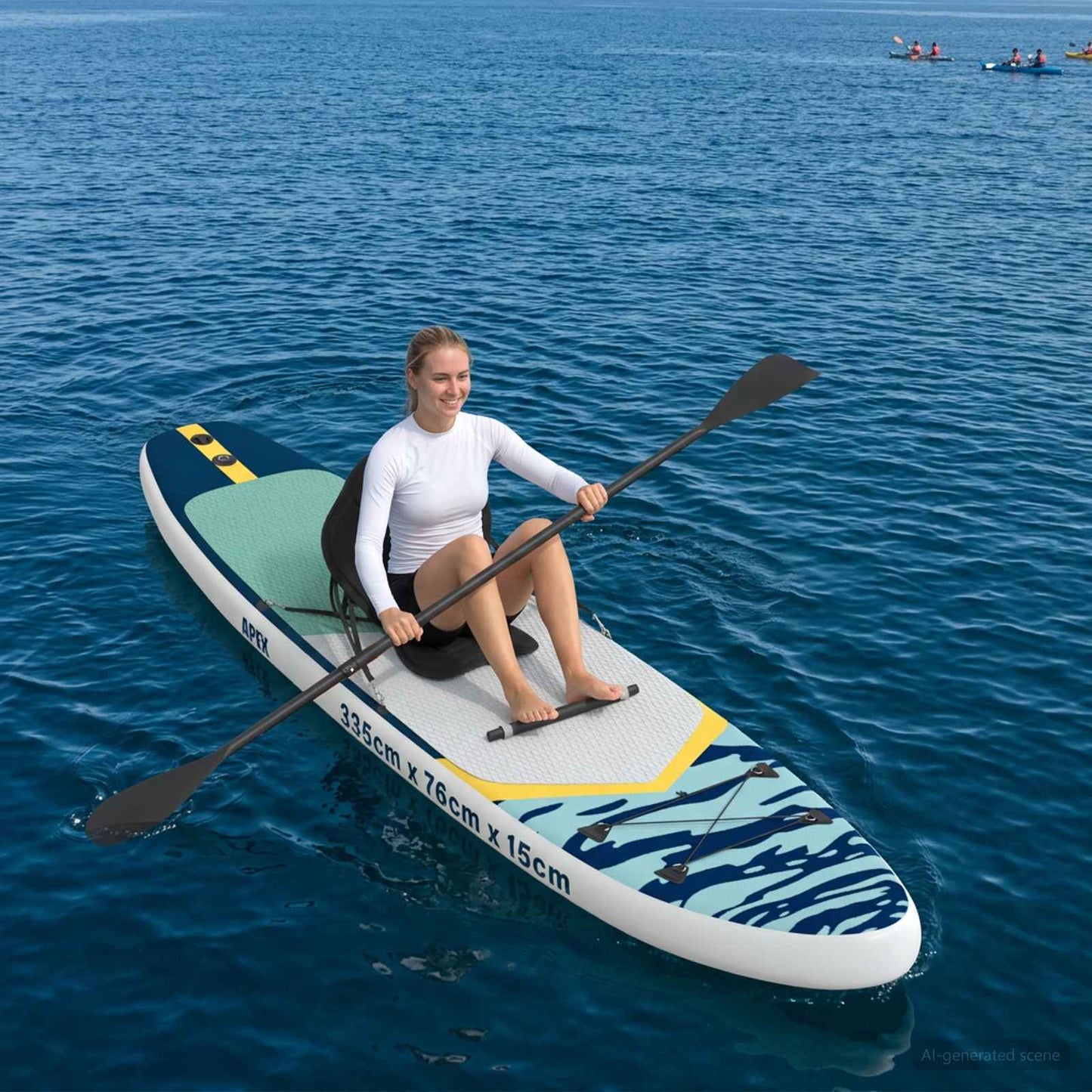 vidaXL SUP Board με κάθισμα 2 σε 1 APEX 335 x 76 x 15 εκ. Μπλε