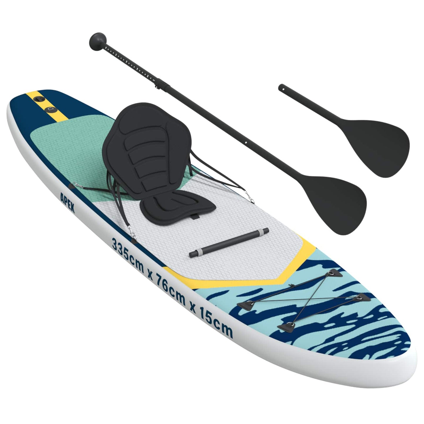 vidaXL SUP Board με κάθισμα 2 σε 1 APEX 335 x 76 x 15 εκ. Μπλε