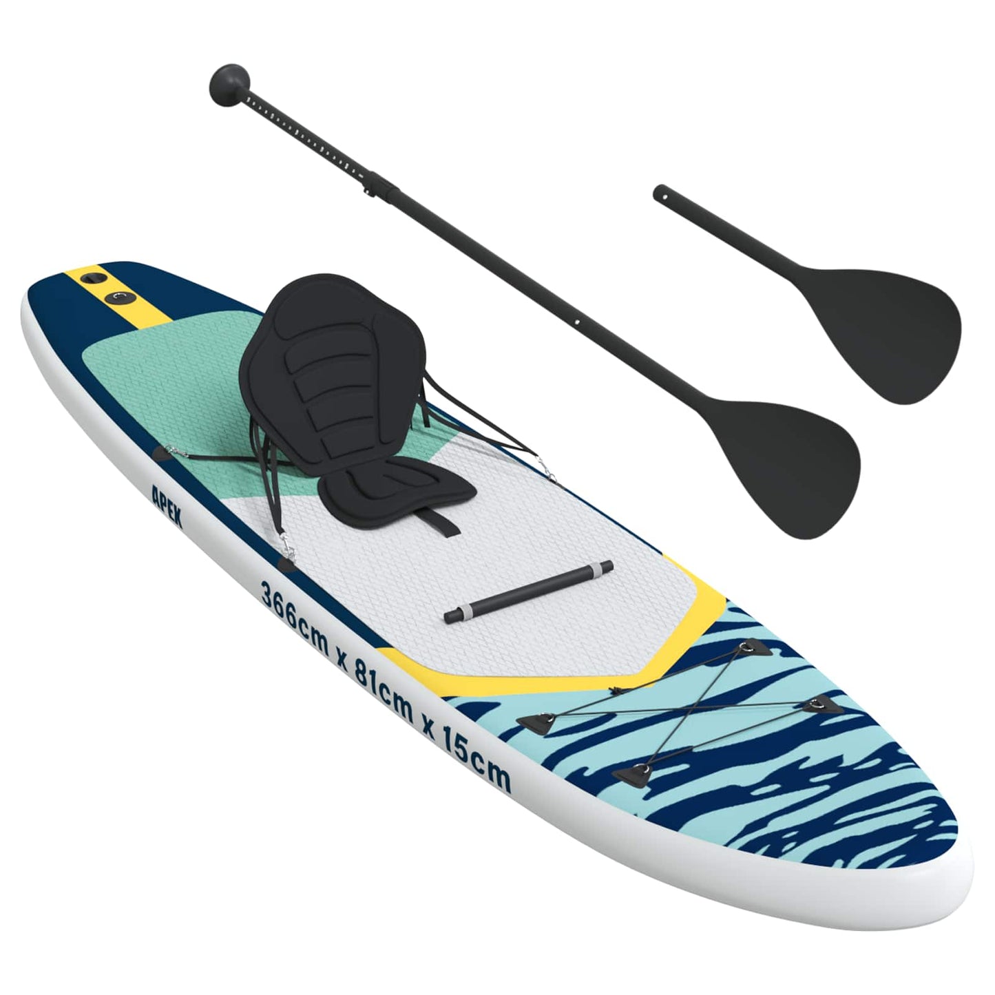 vidaXL SUP Board με κάθισμα 2 σε 1 APEX 366 x 81 x 15 εκ Μπλε για