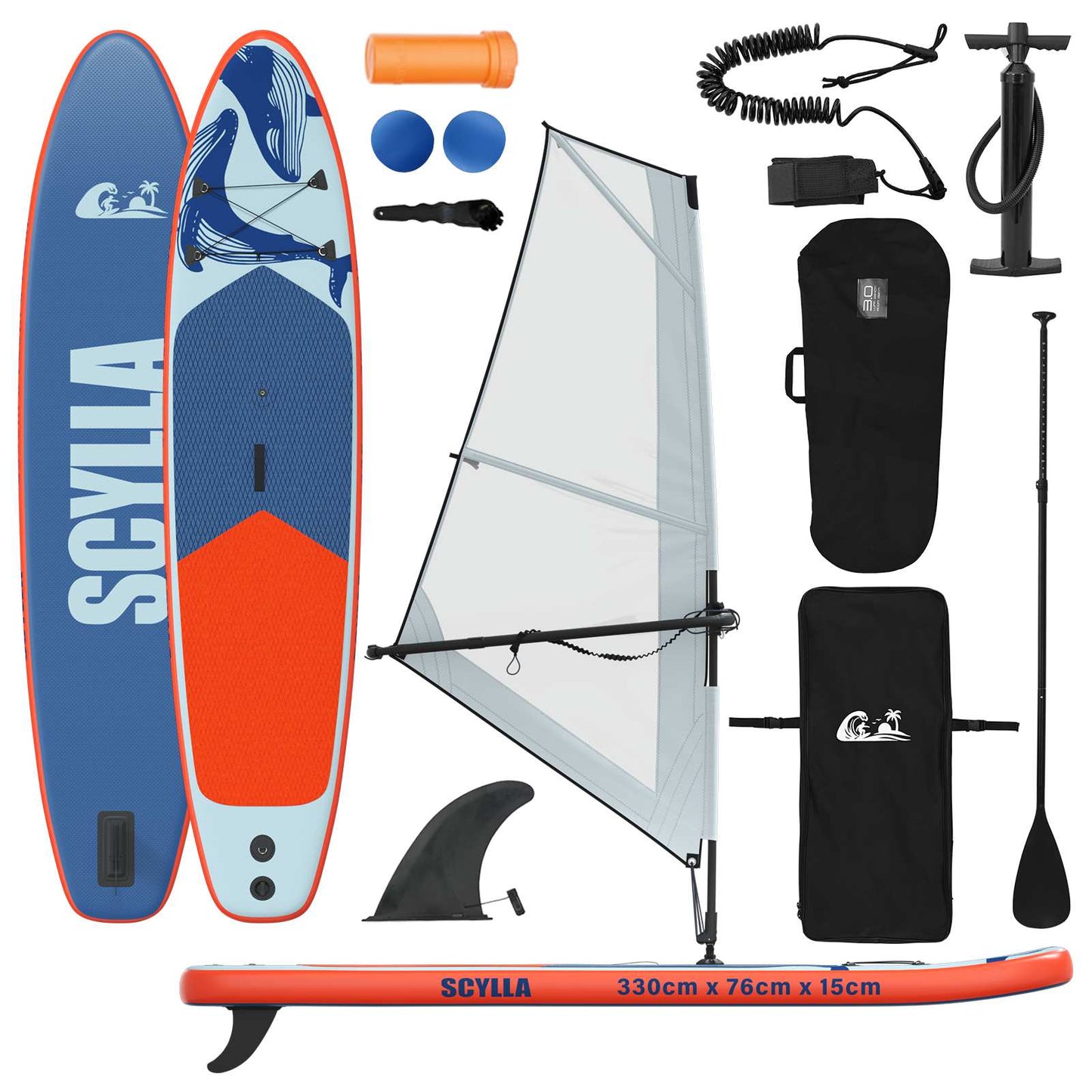 vidaXL Φουσκωτό SUP Board με Ιστιοφορία SCYLLA 330 x 76 x 15 εκ Μπλε