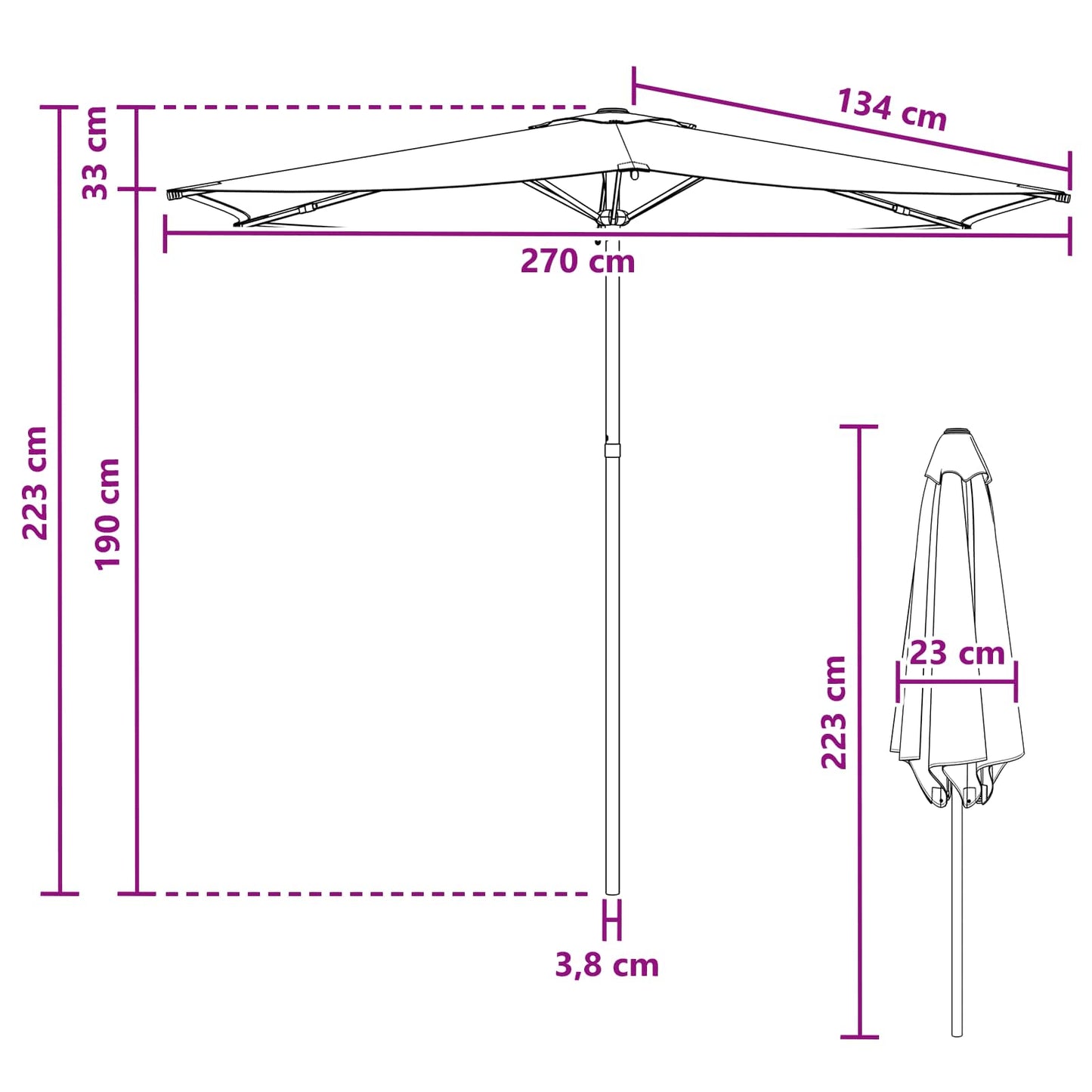 vidaXL Ομπρέλα Κήπου 270 x 270 εκ Πολυεστέρας Ορθογώνιος