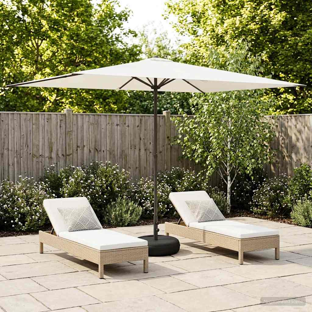 vidaXL Ομπρέλα Κήπου με Βάση 200 x 300 cm Πολυεστέρας Ορθογώνιος Κρεμ