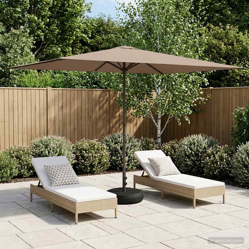 vidaXL Ομπρέλα Κήπου με Βάση 200 x 300 cm Πολυεστέρας Ορθογώνιος Taupe