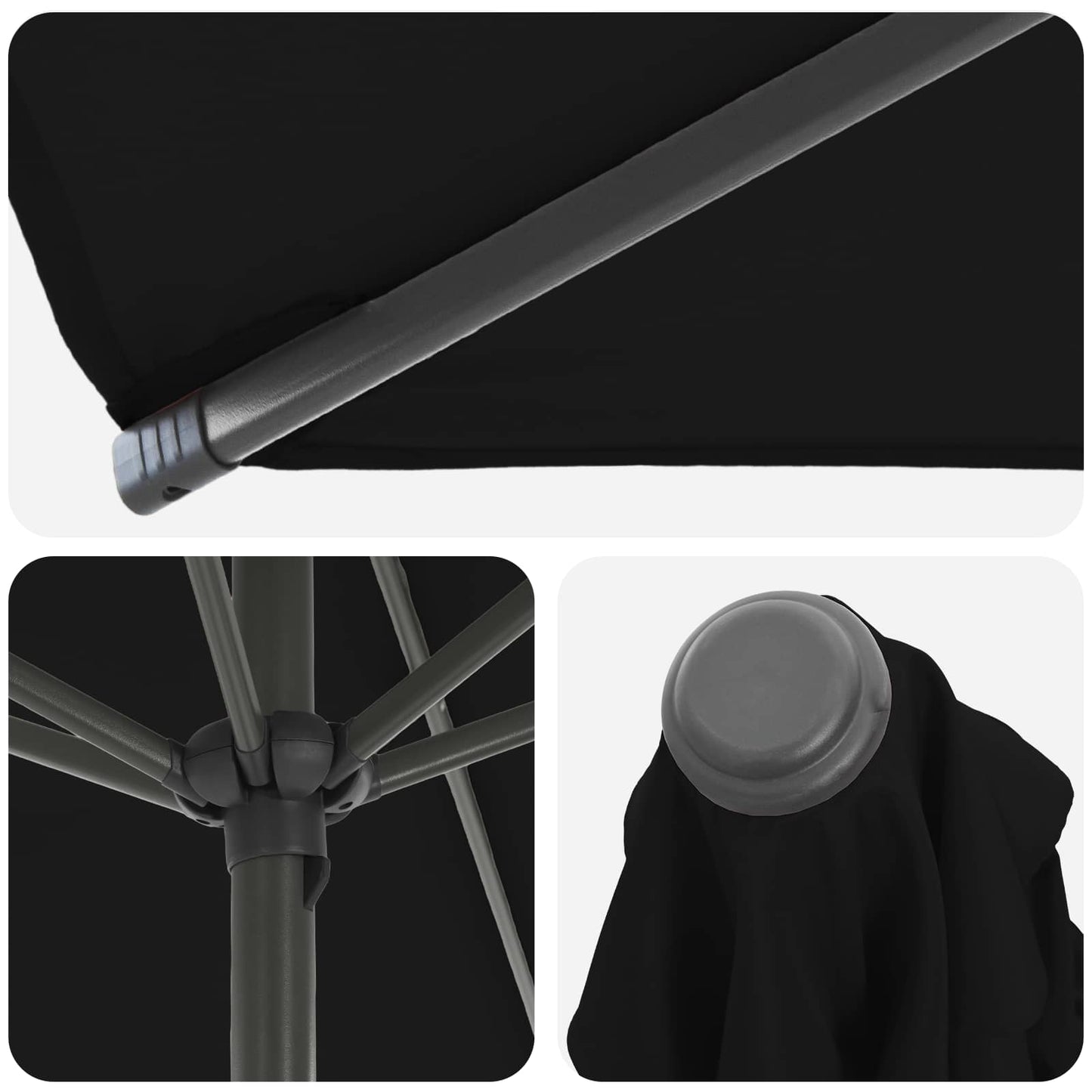 vidaXL Ομπρέλα Κήπου με Βάση 200 x 300 cm Πολυεστέρας Ορθογώνιος Μαύρο
