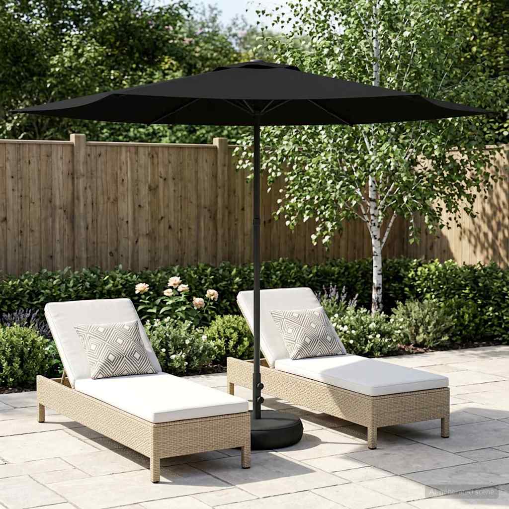 vidaXL Ομπρέλα Κήπου με Βάση 300 x 300 cm Πολυεστέρας Ορθογώνιος Μαύρο