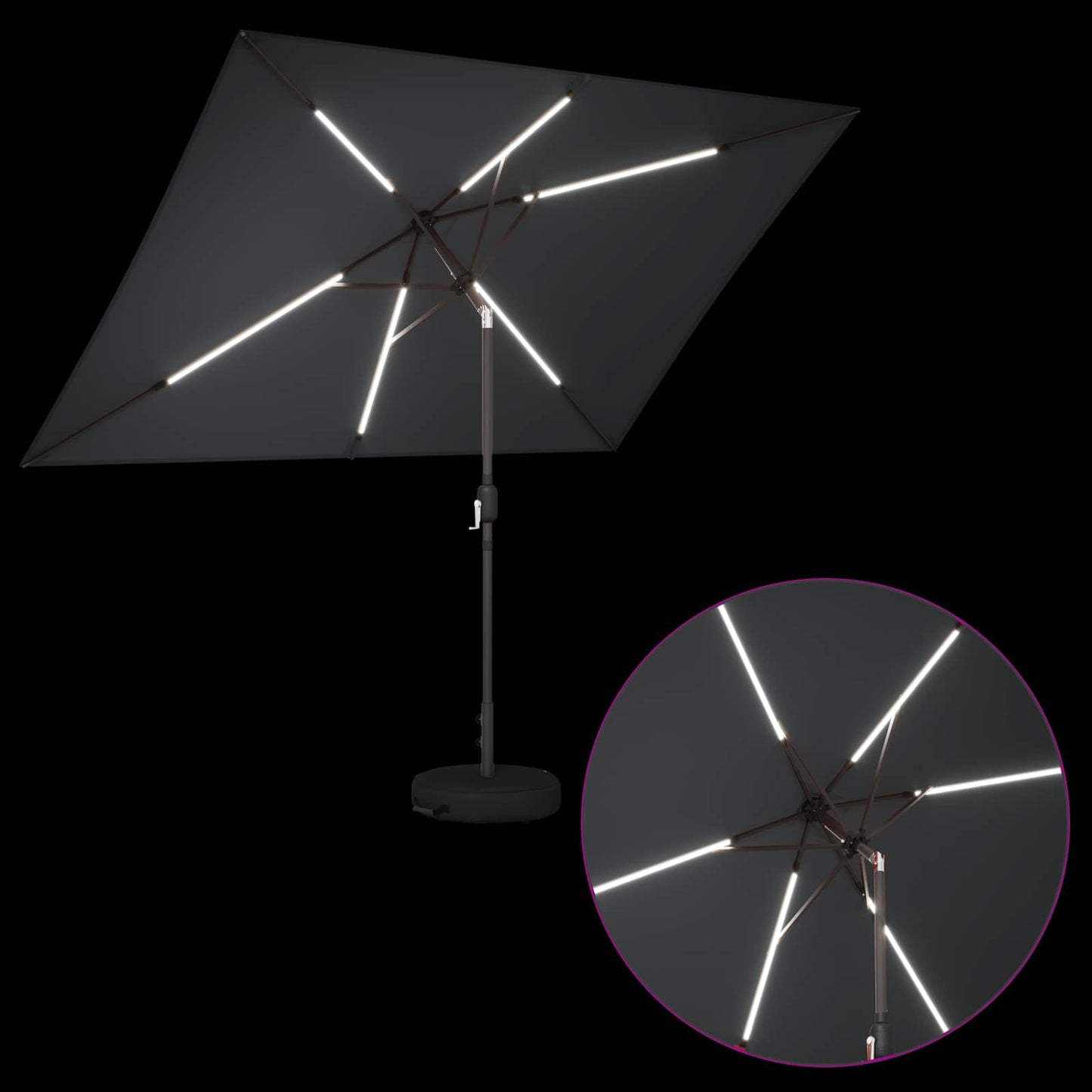 vidaXL Ομπρέλα Κήπου με LED Φώτα και Βάση 200 x 300 cm Πολυεστέρας