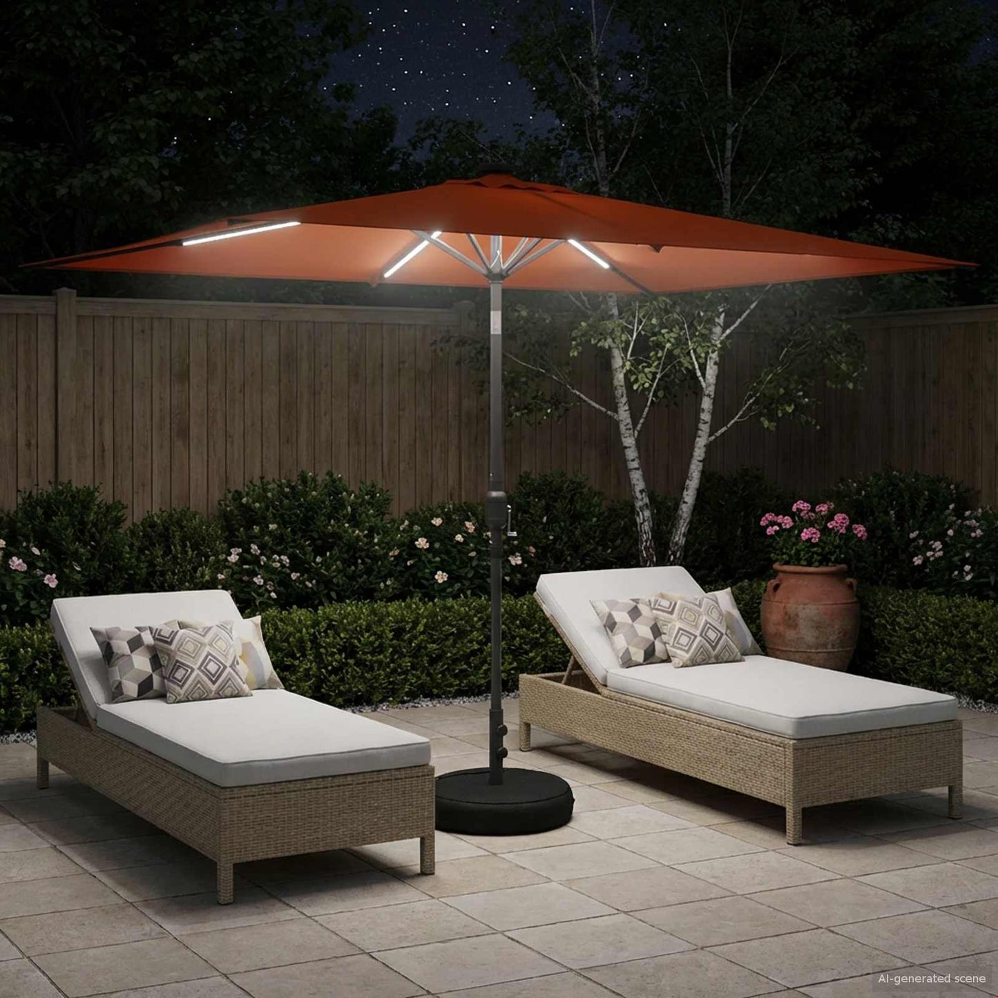 vidaXL Ομπρέλα Κήπου με LED Φώτα και Βάση 200 x 300 cm Πολυεστέρας
