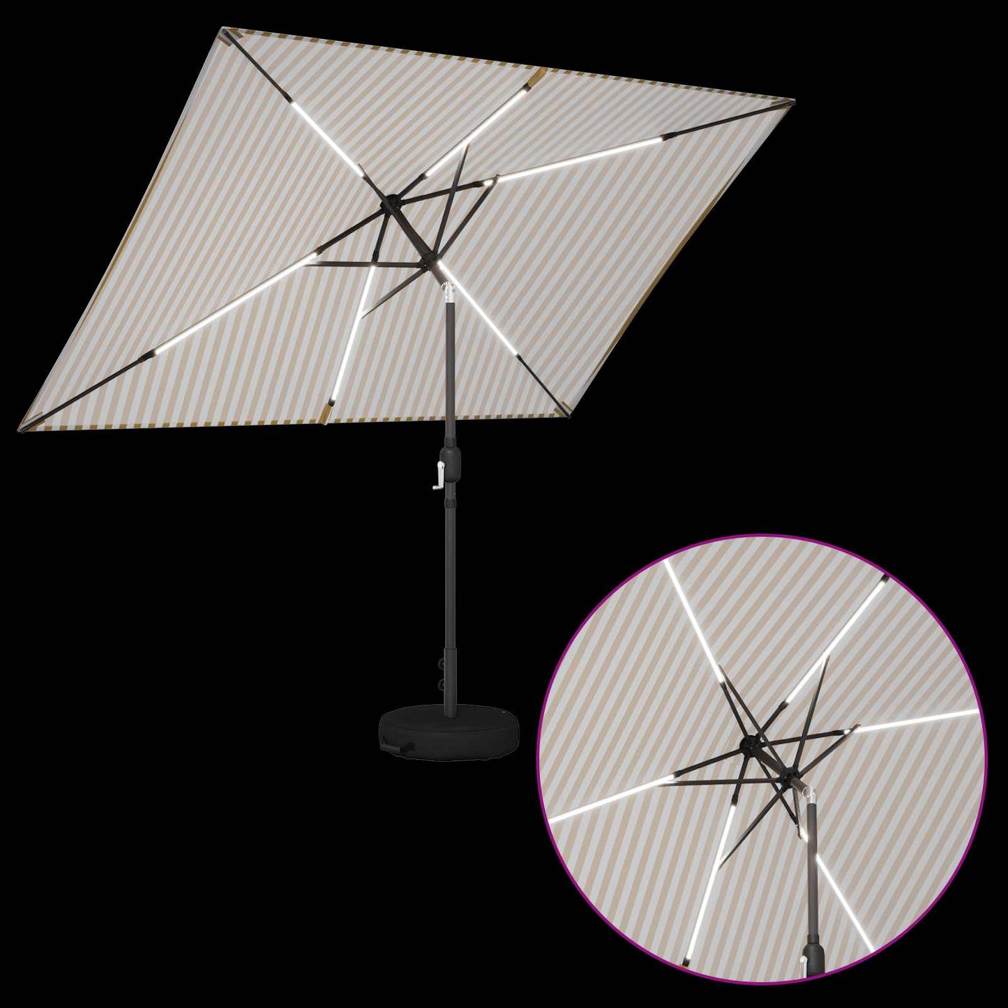 vidaXL Ομπρέλα Κήπου με LED Φώτα και Βάση 200 x 300 cm Πολυεστέρας