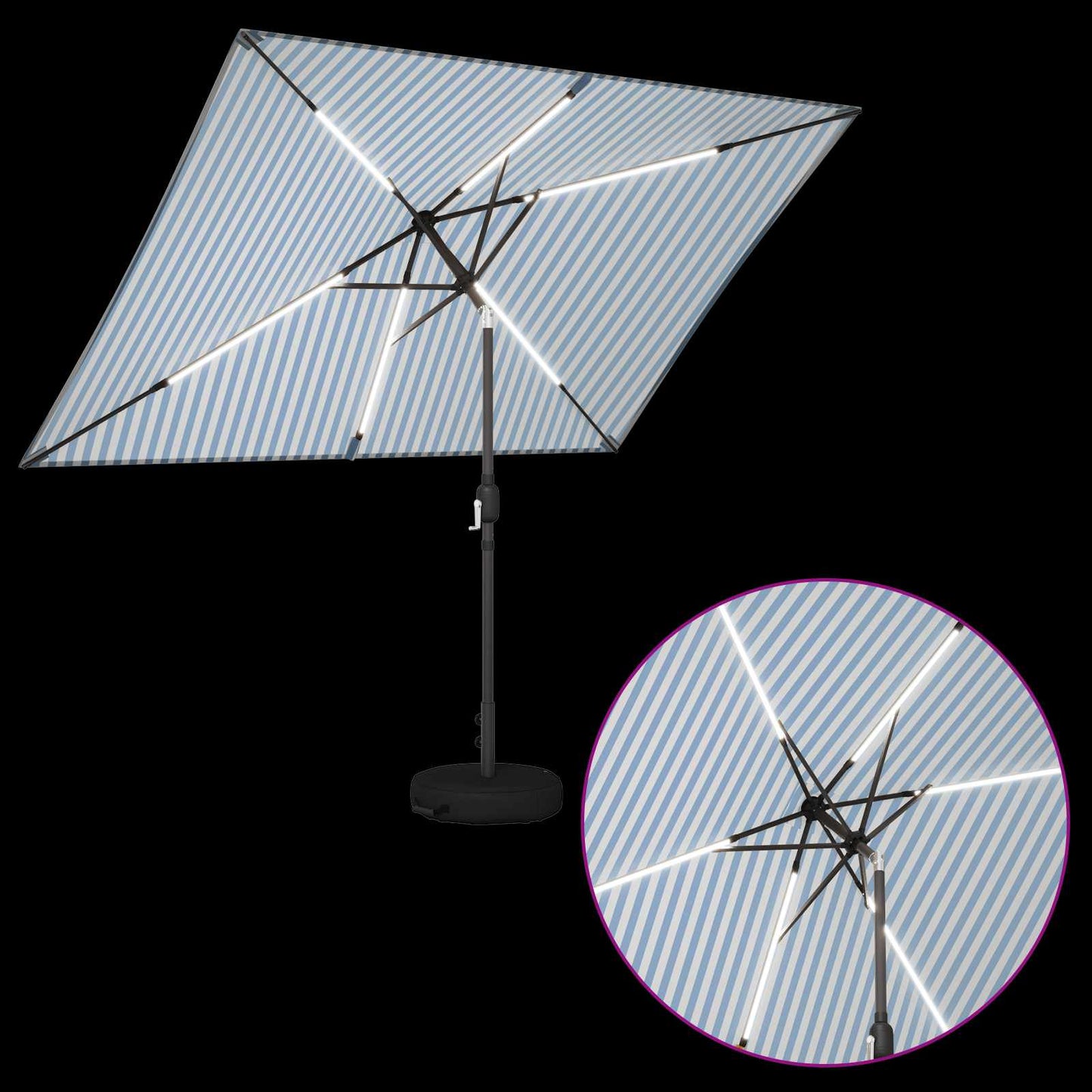 vidaXL Ομπρέλα Κήπου με LED Φώτα και Βάση 200 x 300 cm Πολυεστέρας