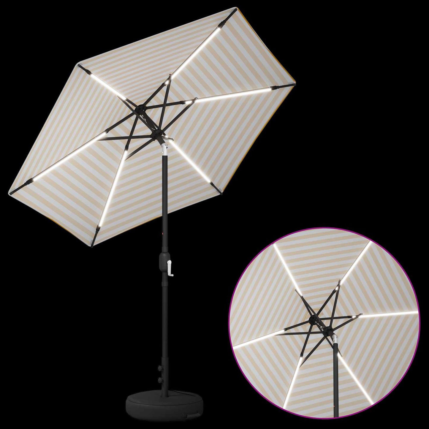 vidaXL Ομπρέλα Κήπου με LED Φώτα και Βάση 230 x 230 εκ Πολυεστέρας
