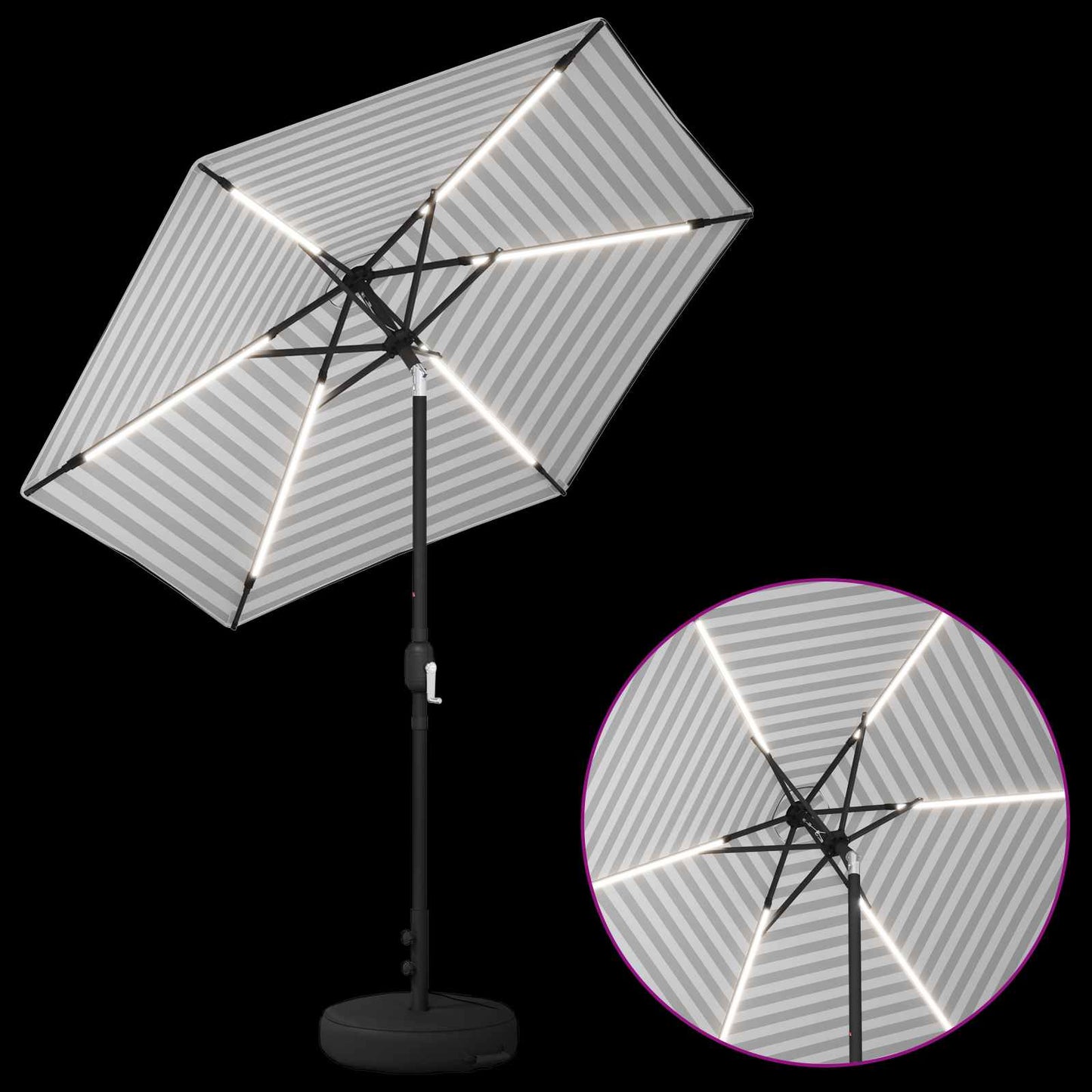 vidaXL Ομπρέλα Κήπου με LED Φώτα και Βάση 230 x 230 εκ Πολυεστέρας