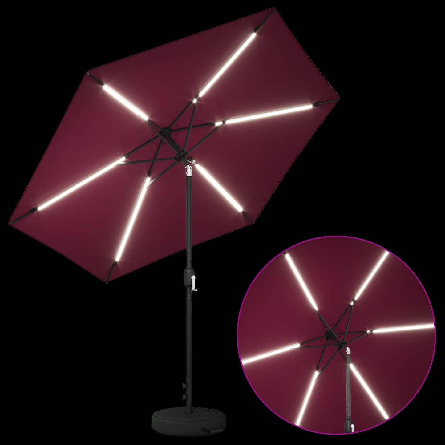 vidaXL Ομπρέλα Κήπου με LED Φώτα και Βάση 270 x 270 εκ Πολυεστέρας