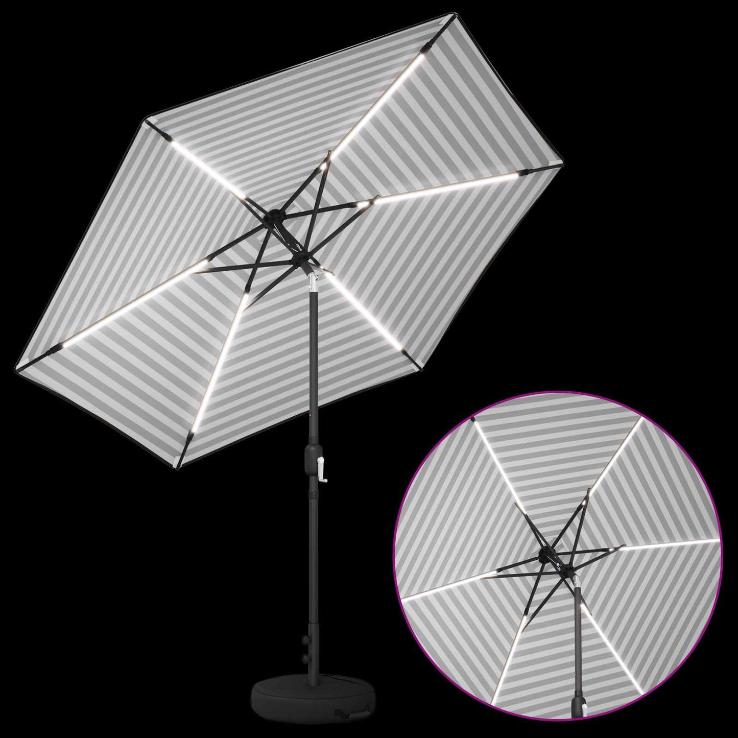 vidaXL Ομπρέλα Κήπου με LED Φώτα και Βάση 270 x 270 εκ Πολυεστέρας