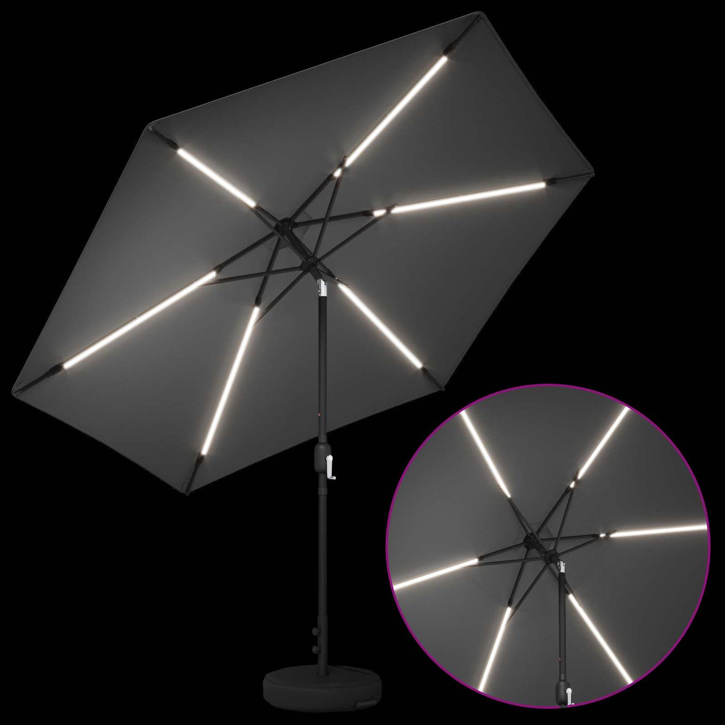 vidaXL Ομπρέλα Κήπου με LED Φώτα και Βάση 300 x 300 cm Πολυεστέρας