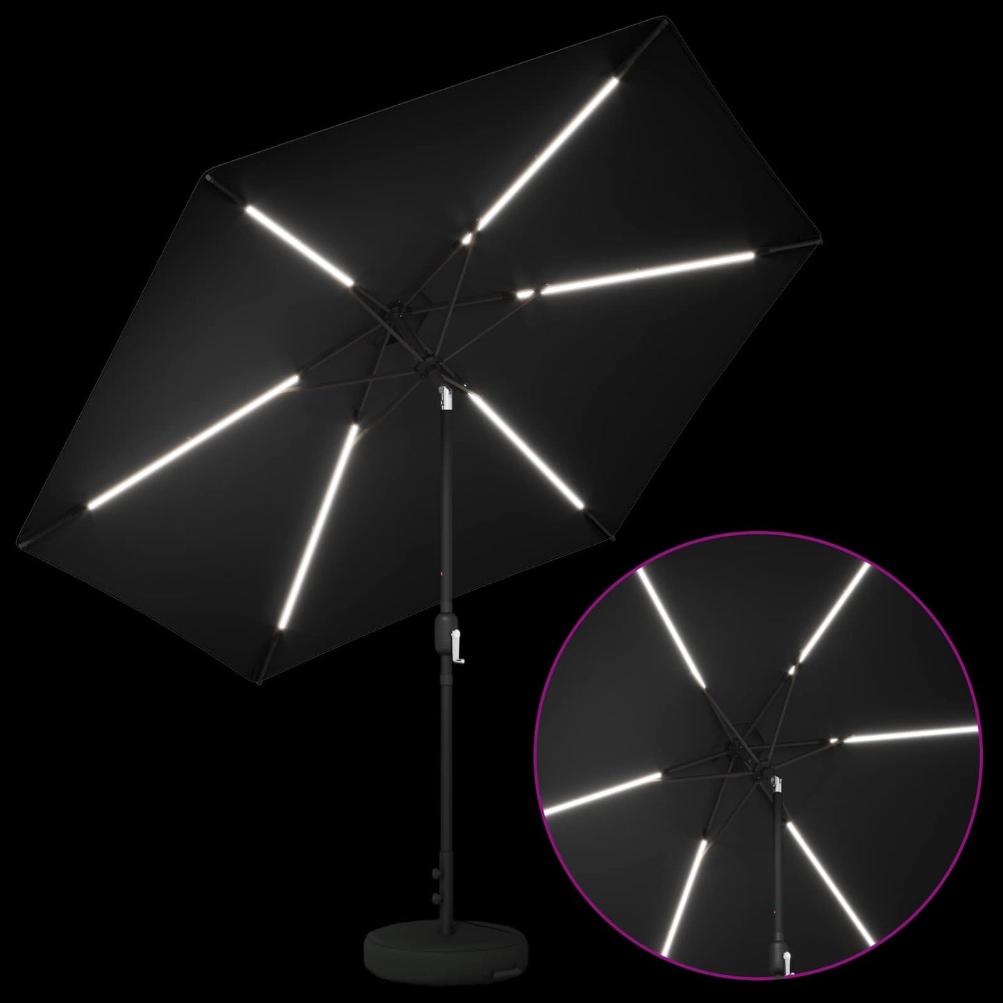 vidaXL Ομπρέλα Κήπου με LED Φώτα και Βάση 300 x 300 cm Πολυεστέρας