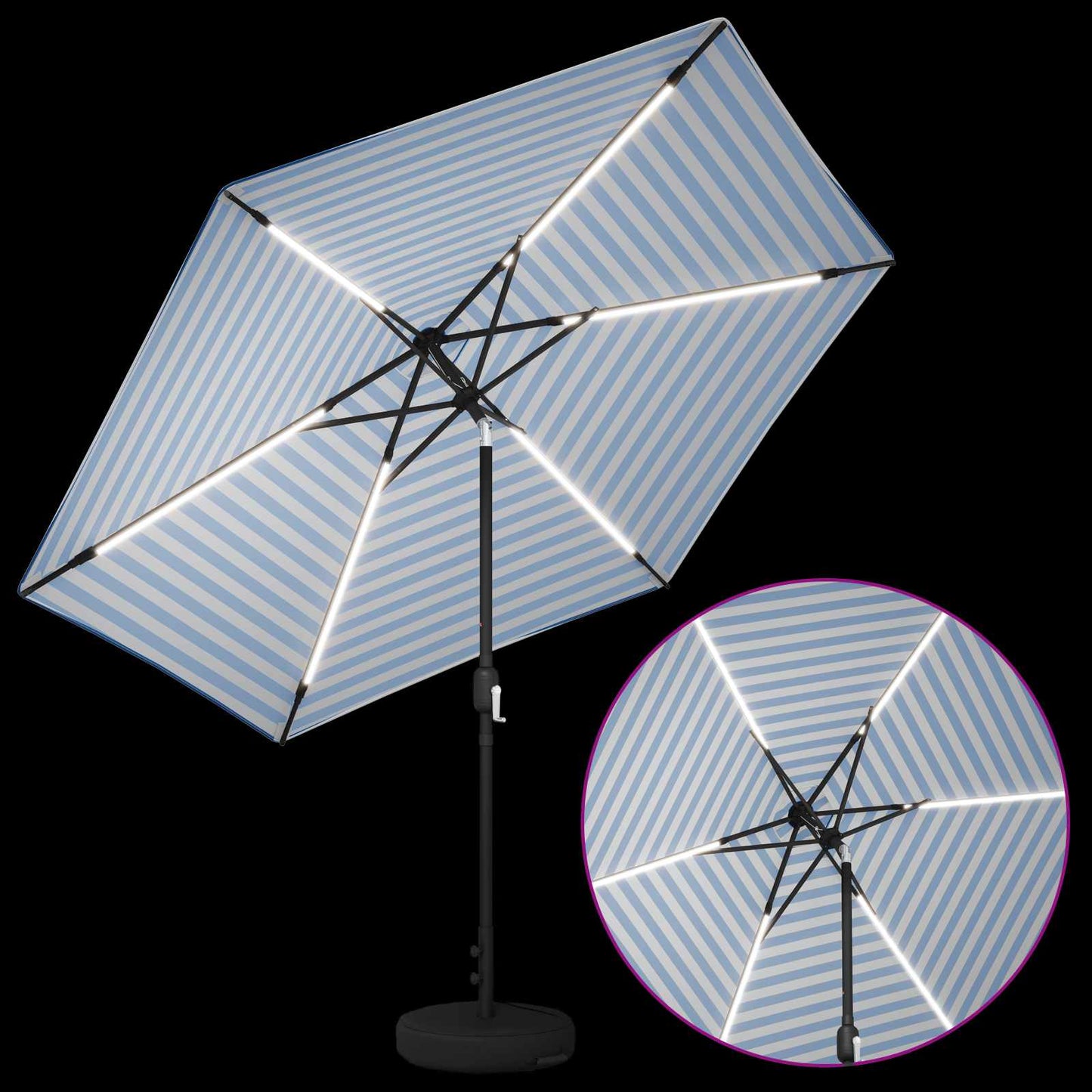 vidaXL Ομπρέλα Κήπου με LED Φώτα και Βάση 300 x 300 cm Πολυεστέρας
