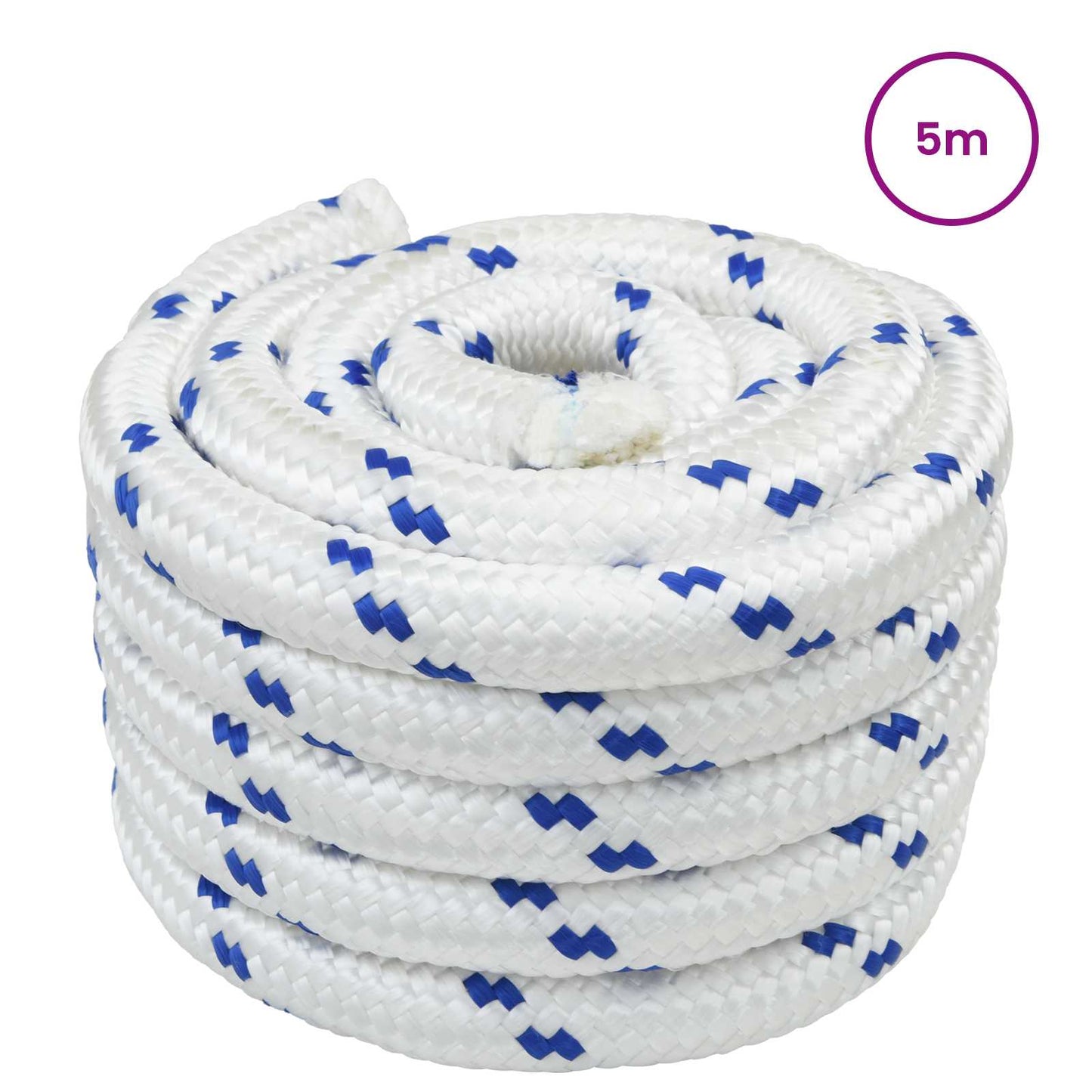 vidaXL Σχοινί Boat 50 χιλ. 5 m Λευκό και Μπλε polypropylene