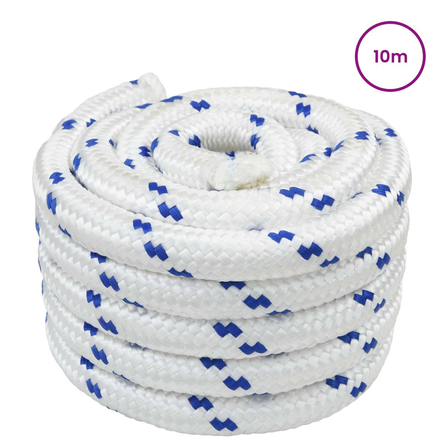 vidaXL Σχοινί Boat 50 χιλ. 10 m Λευκό και Μπλε polypropylene
