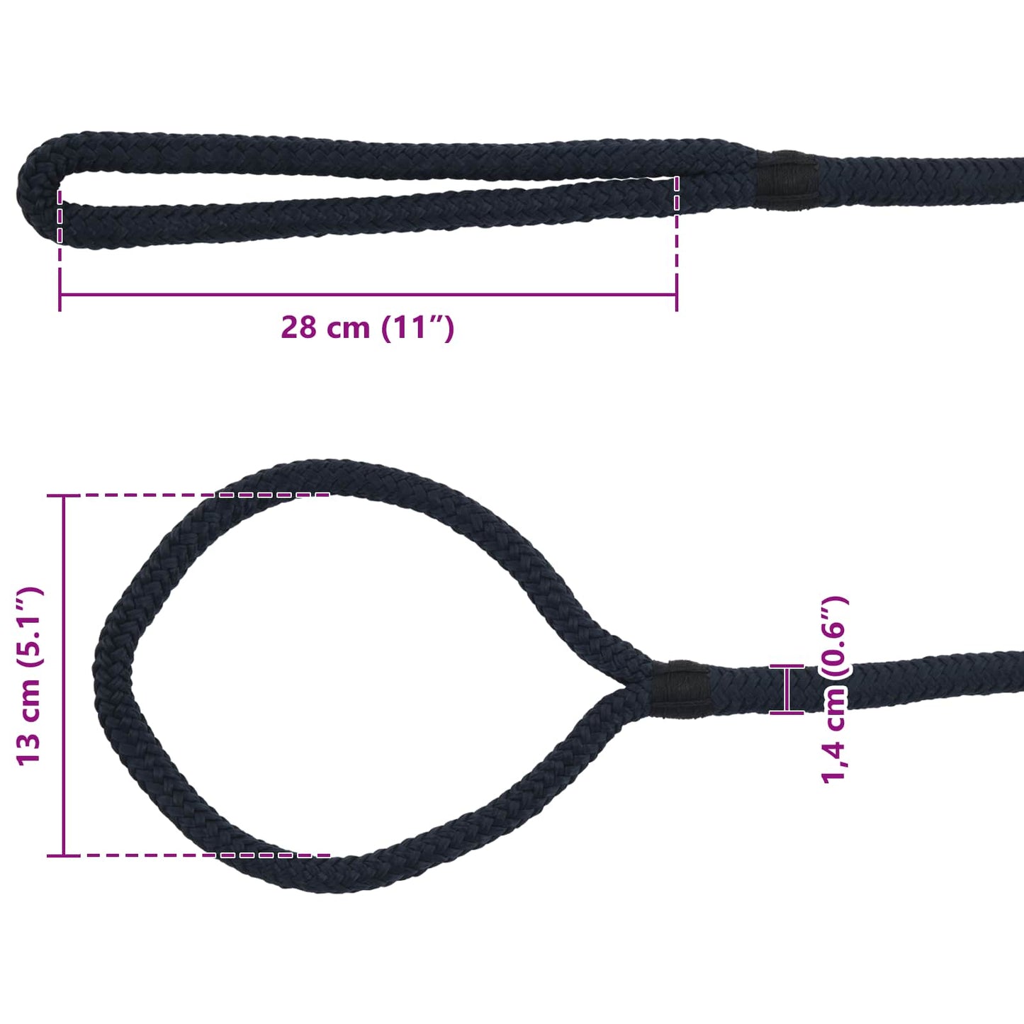vidaXL Σχοινί Boat 14 mm 15 m Βασιλικό Μπλε Πολυεστέρας