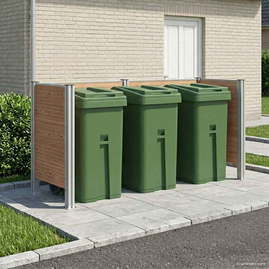 vidaXL Φράχτης Σκουπιδιών Καφέ 237 x 85 x 115 εκ Αλουμίνιο και WPC