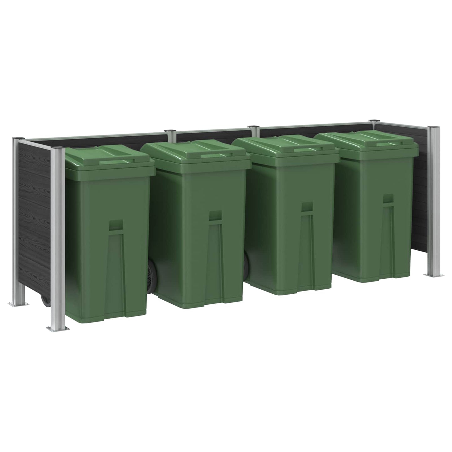 vidaXL Φράχτης Σκουπιδιών Γκρι 315 x 85 x 115 εκ Αλουμίνιο και WPC