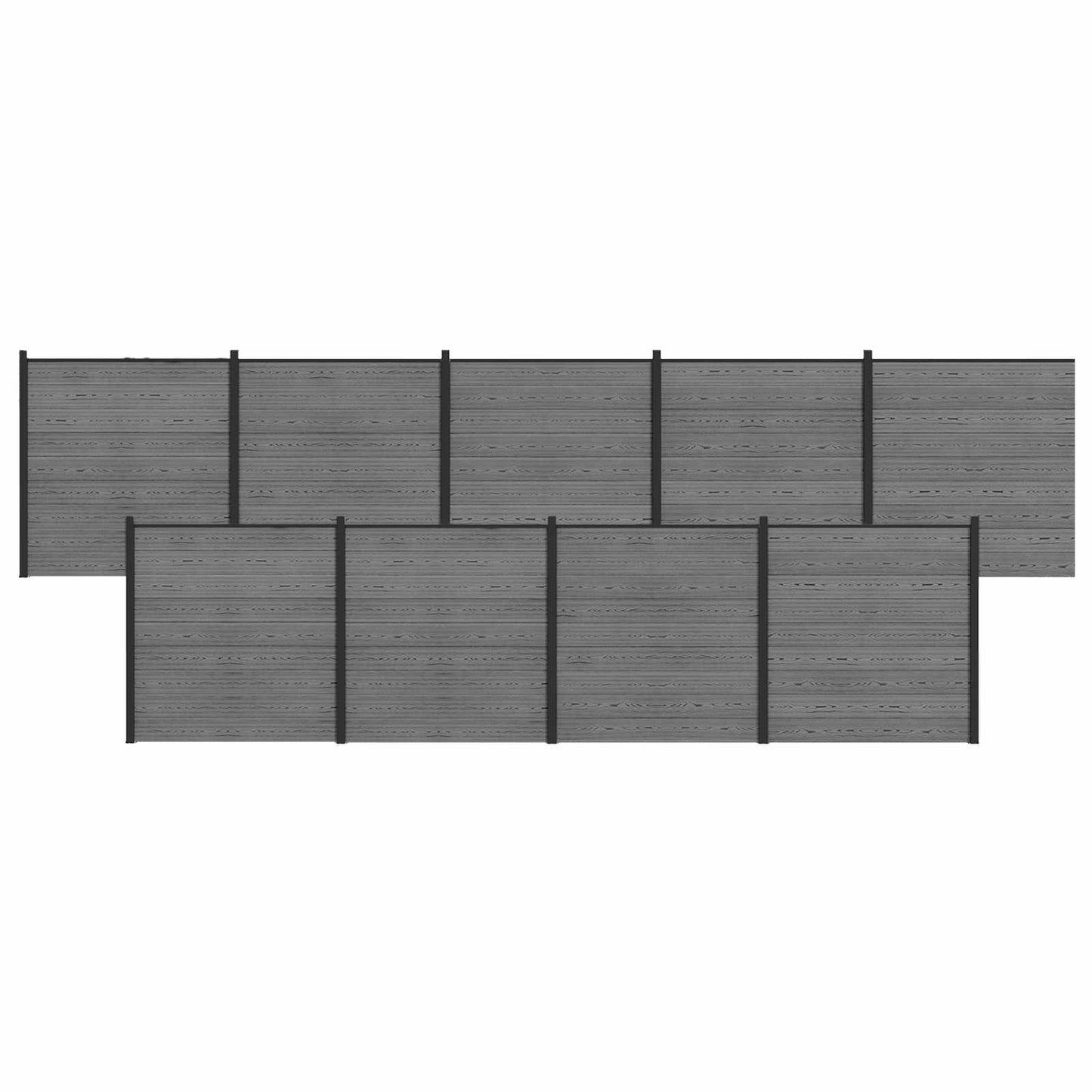 vidaXL Σετ Φράχτη 1564 x 186 cm WPC και Αλουμίνιο Γκρι