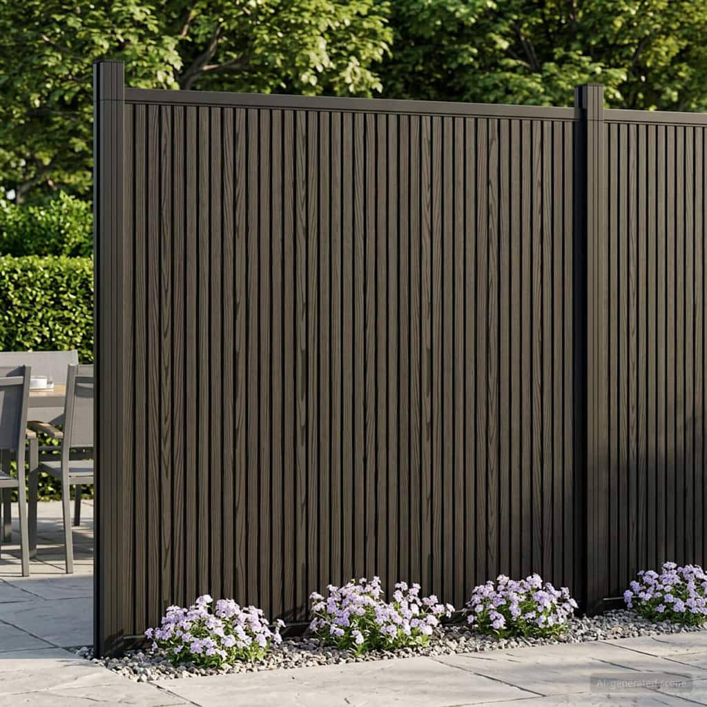 vidaXL Πάνελ Φράχτη 7 τμχ. 1230 x 186,5 εκ. WPC και Αλουμίνιο Μαύρο