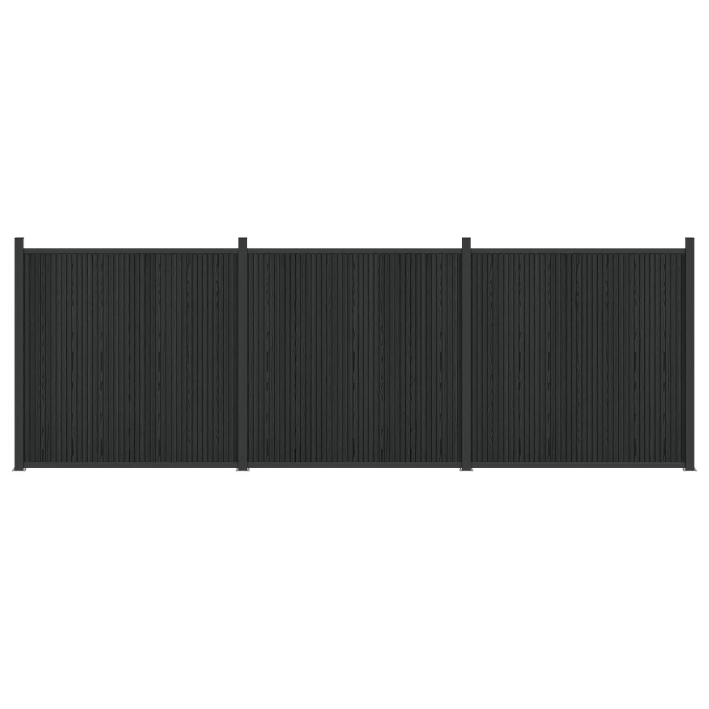 vidaXL Πάνελ Φράχτη 3 τμχ. 530 x 186,5 εκ. WPC και Αλουμίνιο Μαύρο